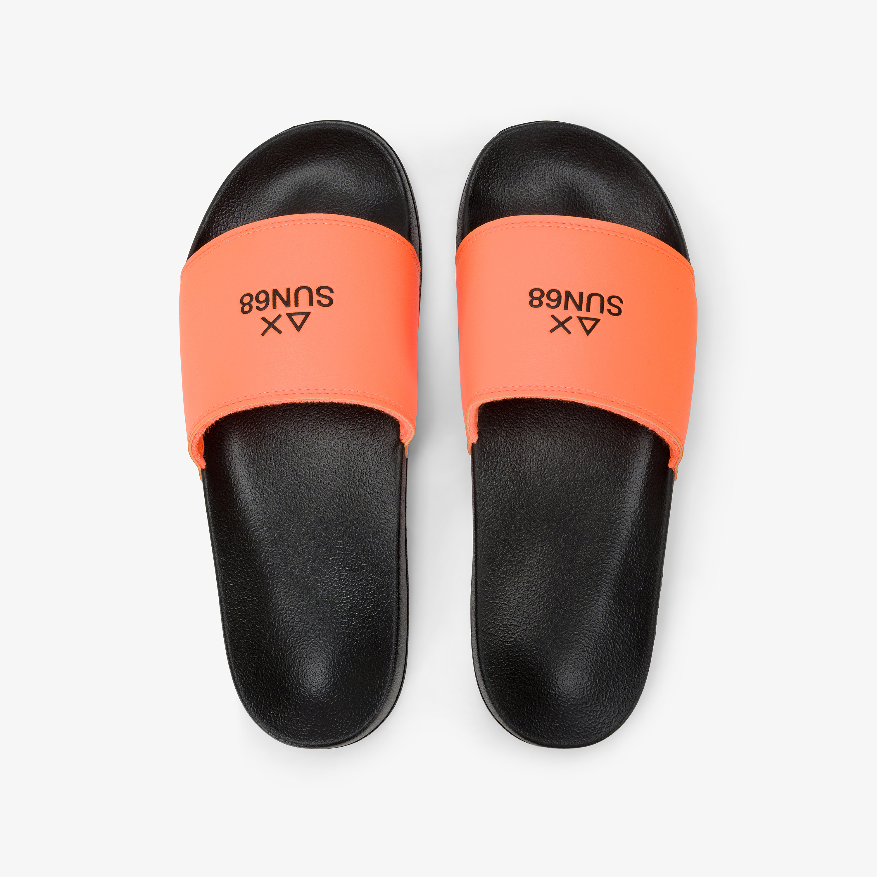 Black/orange fluo PU slides