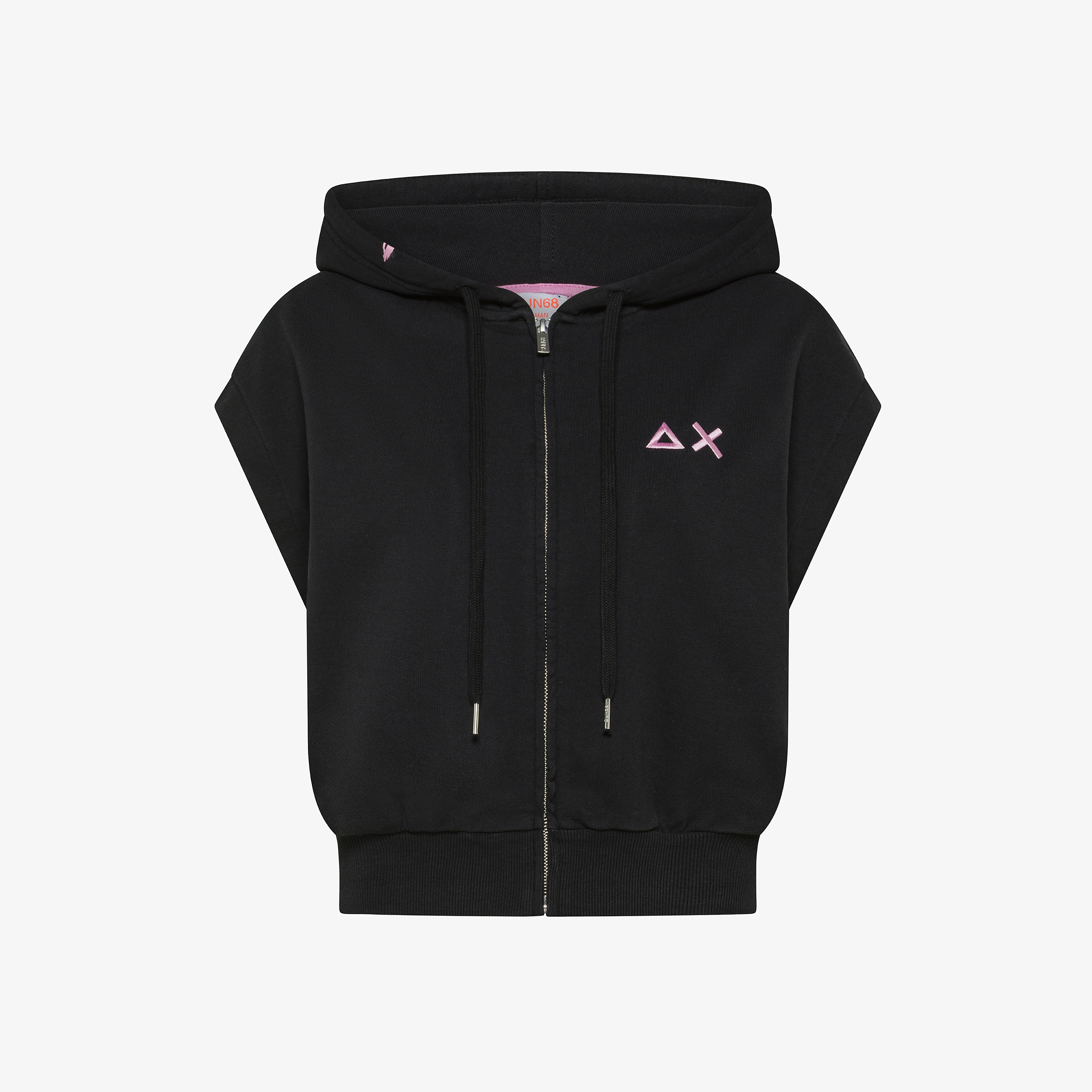 Gilet in felpa nero con cappuccio