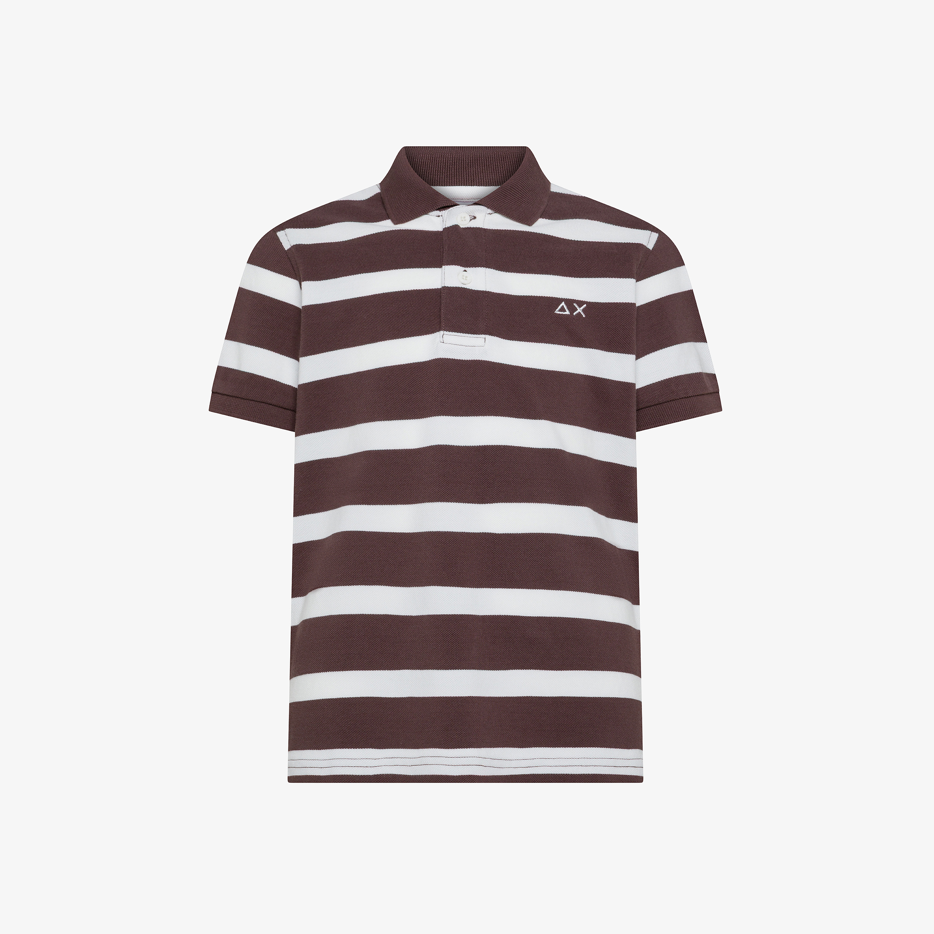 Polo in piquet di cotone a righe marrone/bianco