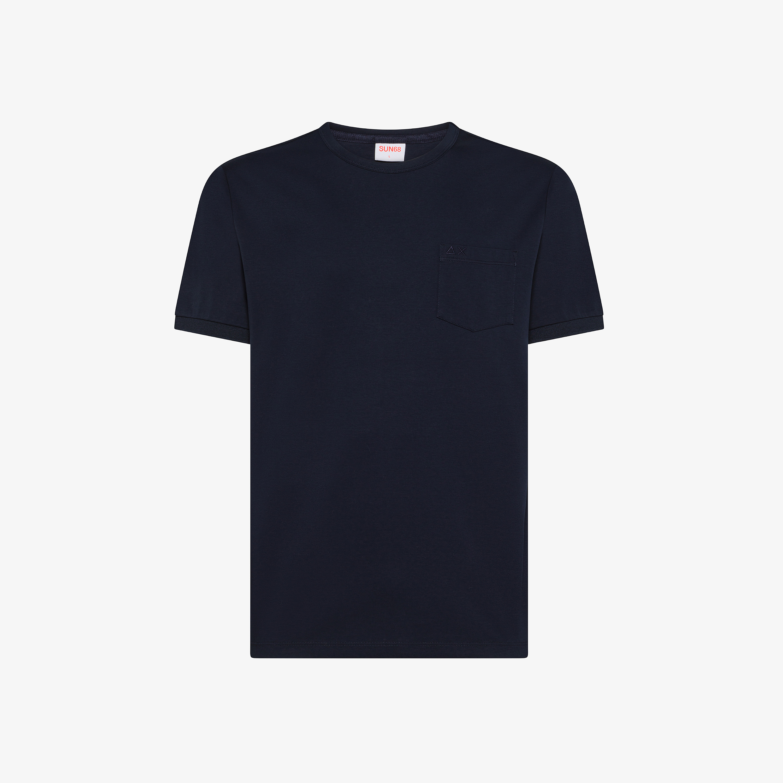 T-shirt in jersey di cotone con taschino navy blue