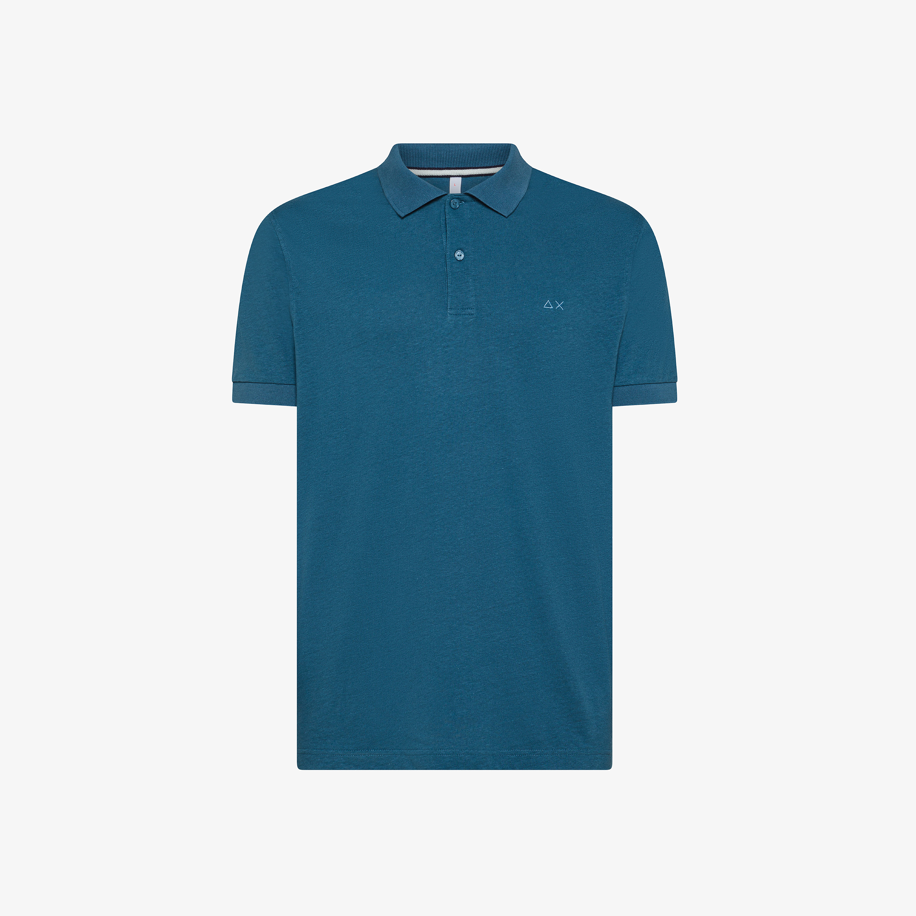 Polo in lino e cotone avio scuro