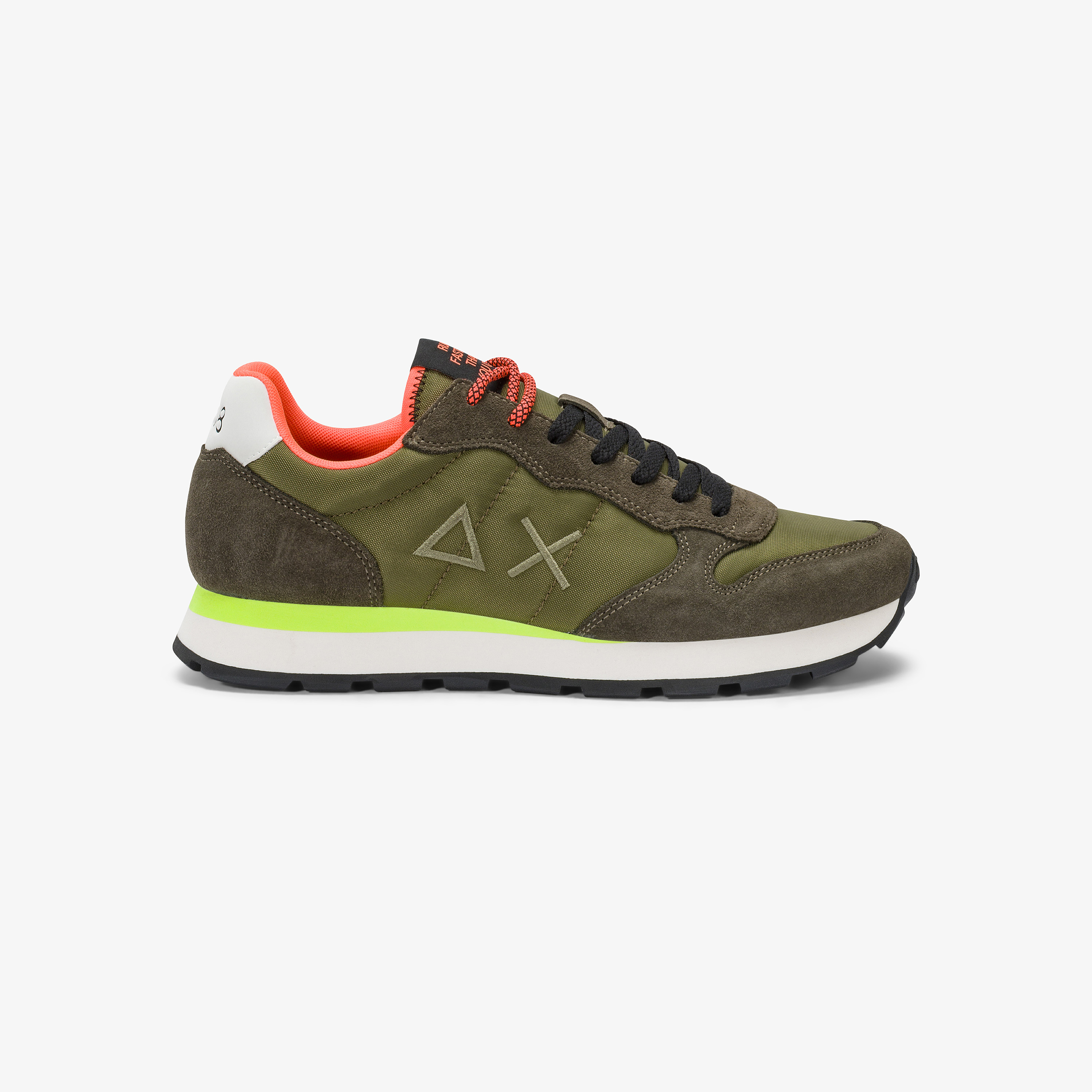 Sneaker Tom Fluo in nylon e suede verde militare