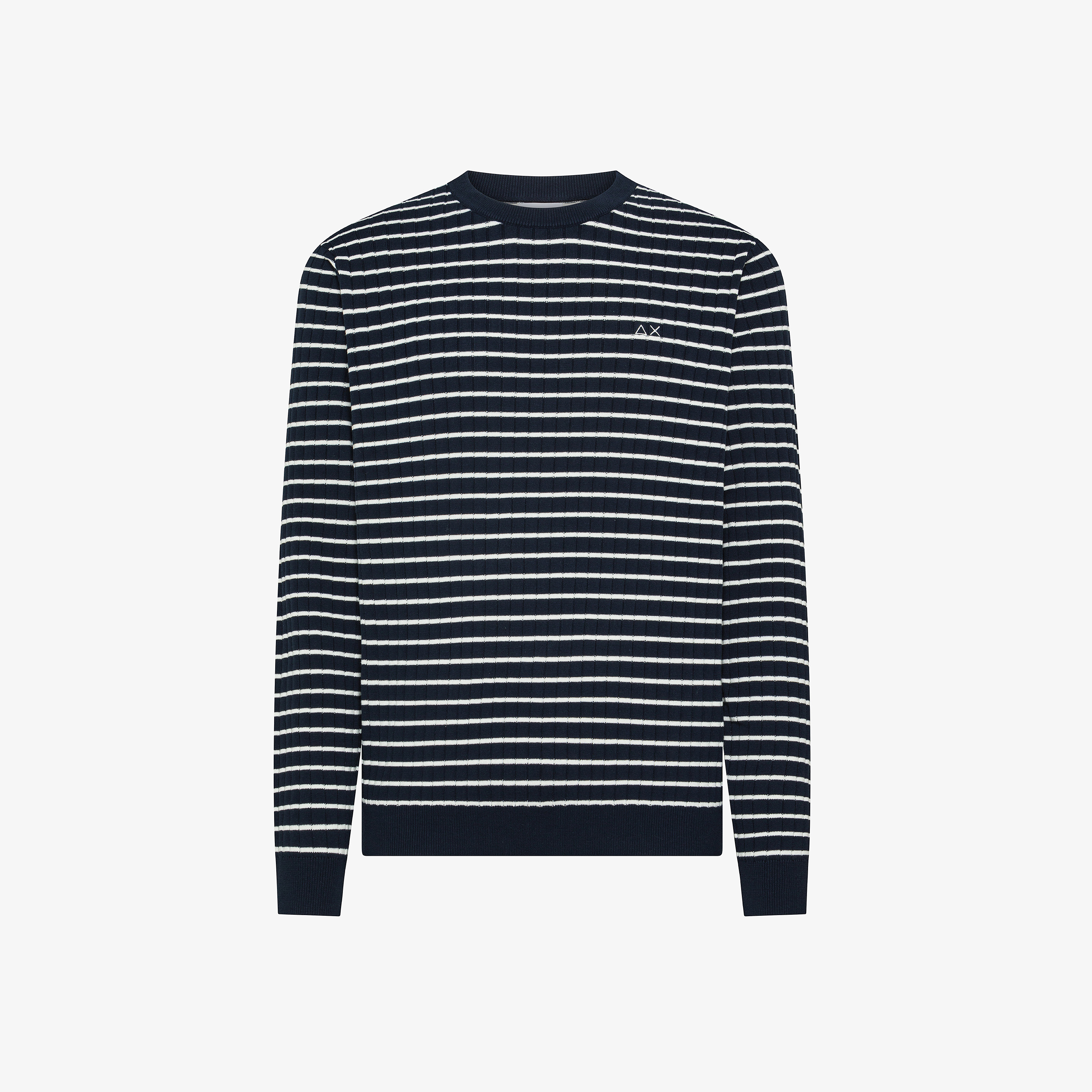 Navy blue/off white striped cotton jumper