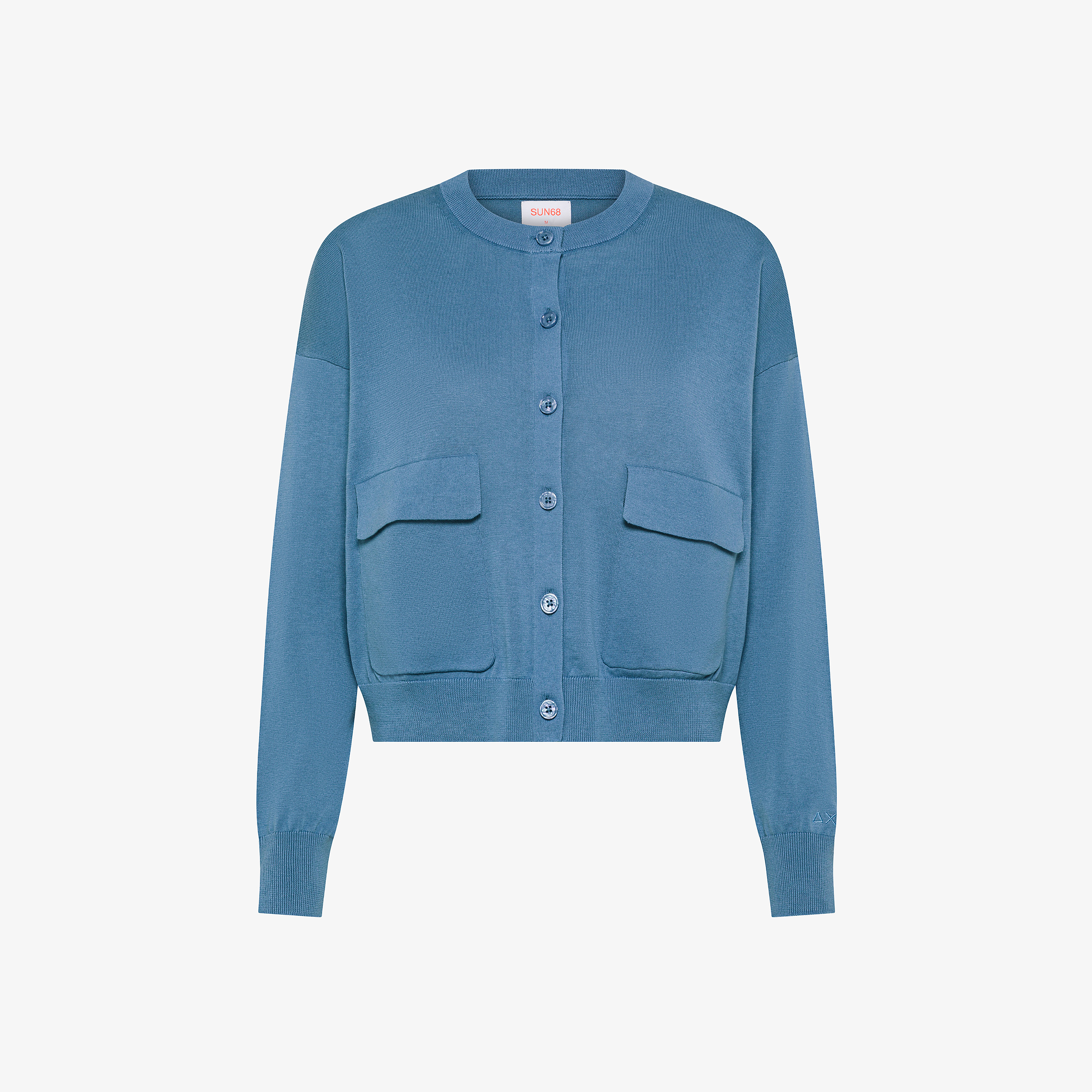 Avio blue cotton knit cardigan