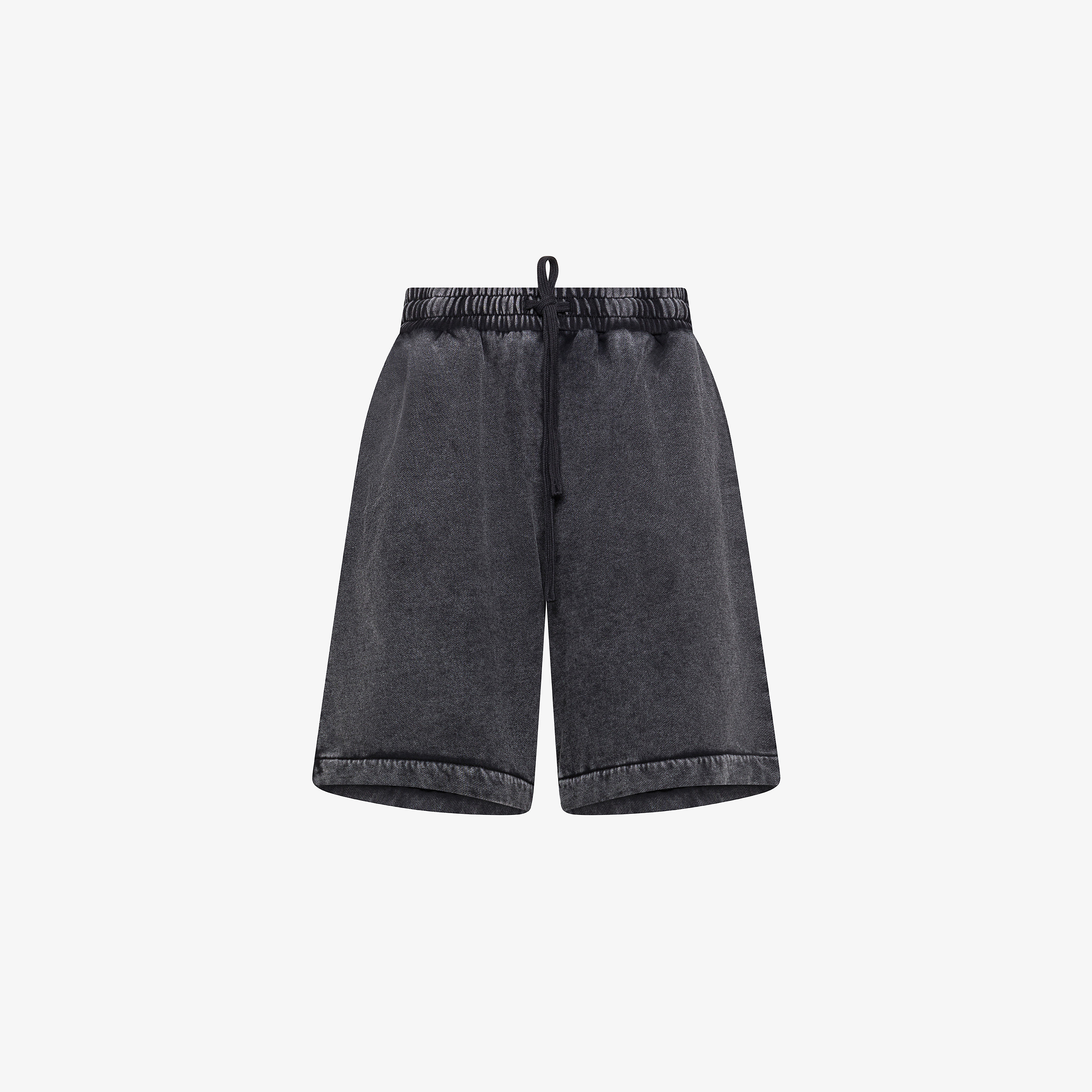 Black cotton fleece shorts marble wash