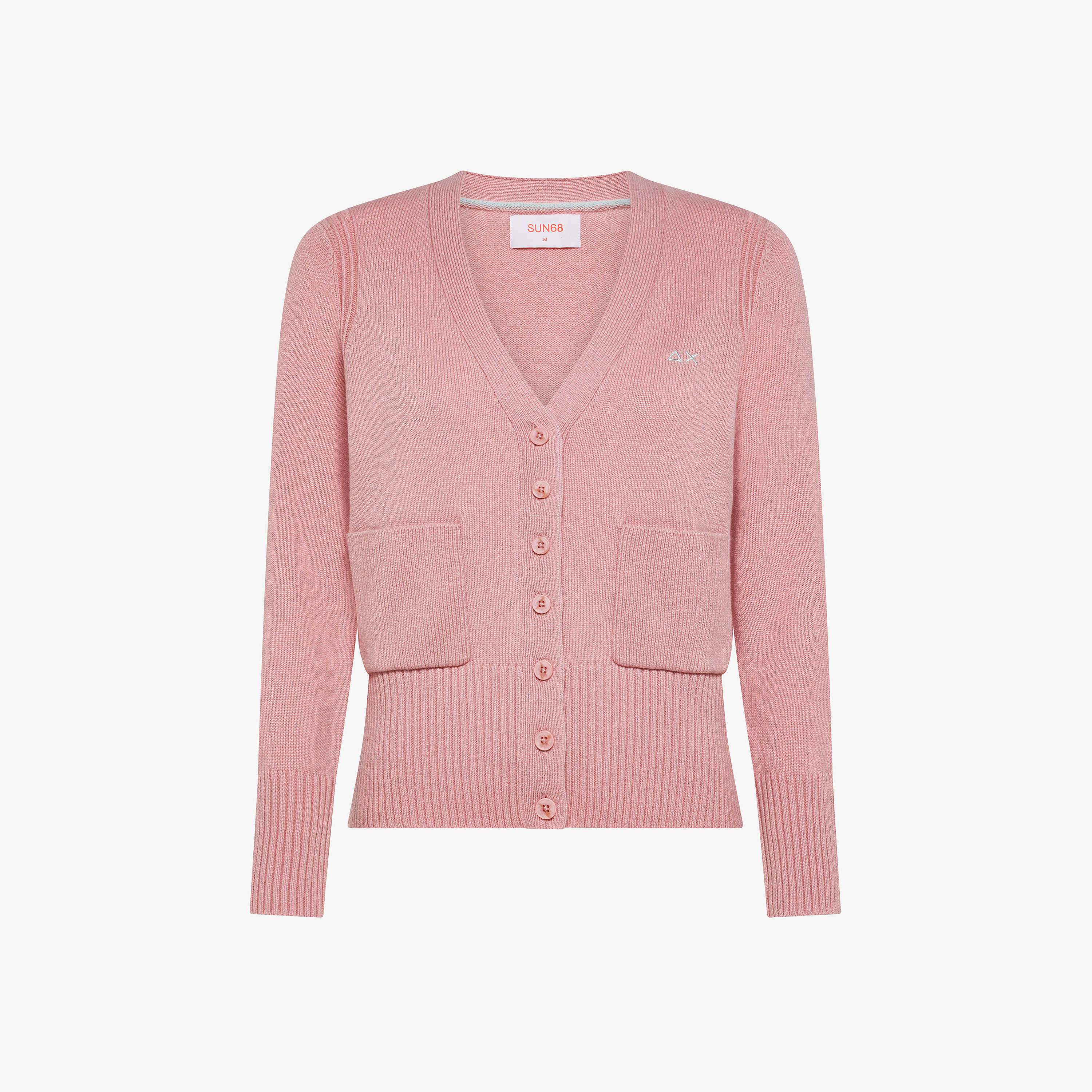 Cardigan in filato di lana e cashmere rosa scuro