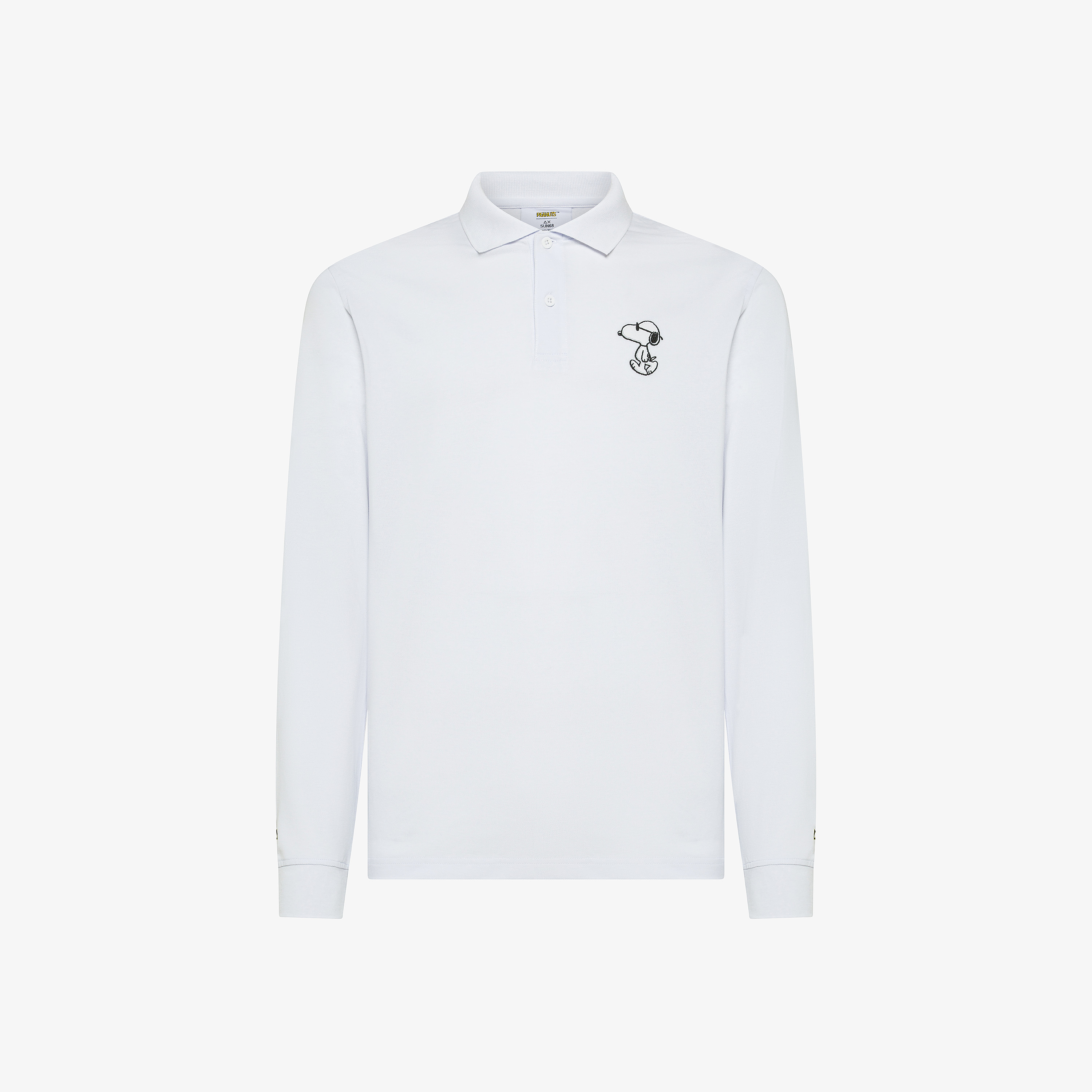 Polo Peanuts in piquet con maniche lunghe bianco