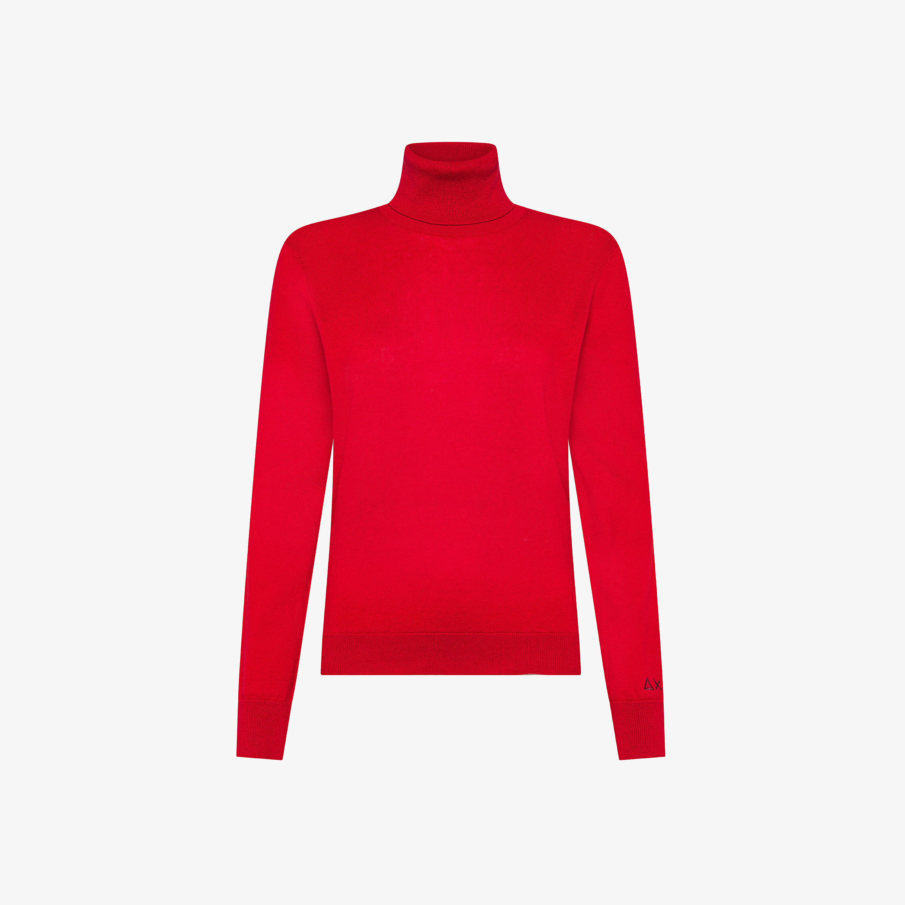 Maglia dolcevita in filato di misto lana rosso fuoco