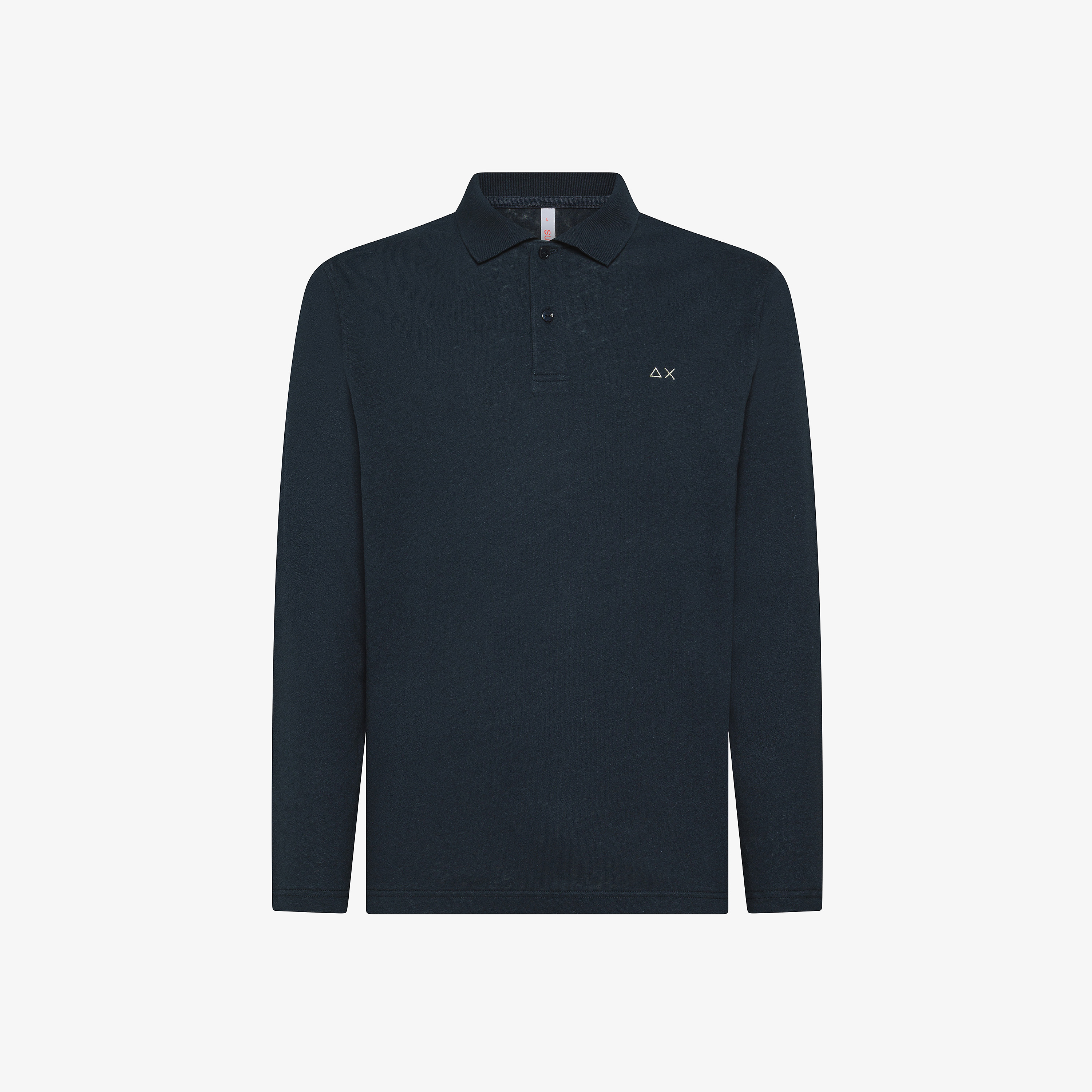 Navy blue linen and cotton polo shirt