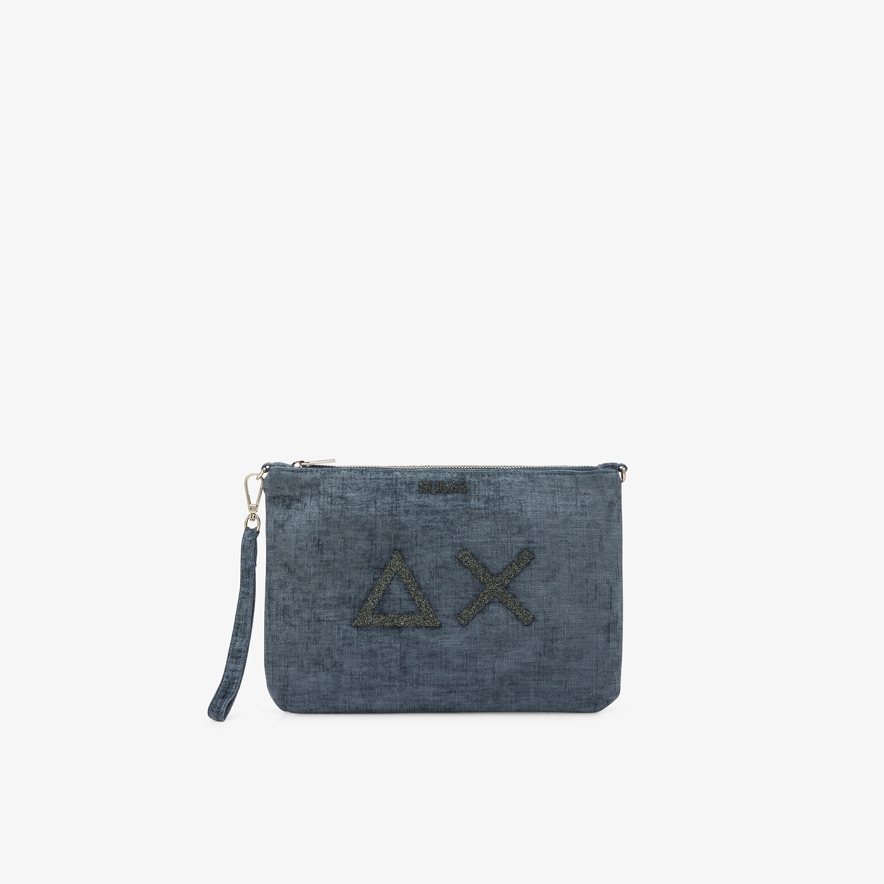 Pochette in velluto con logo avio Pochette in velluto con logo avio