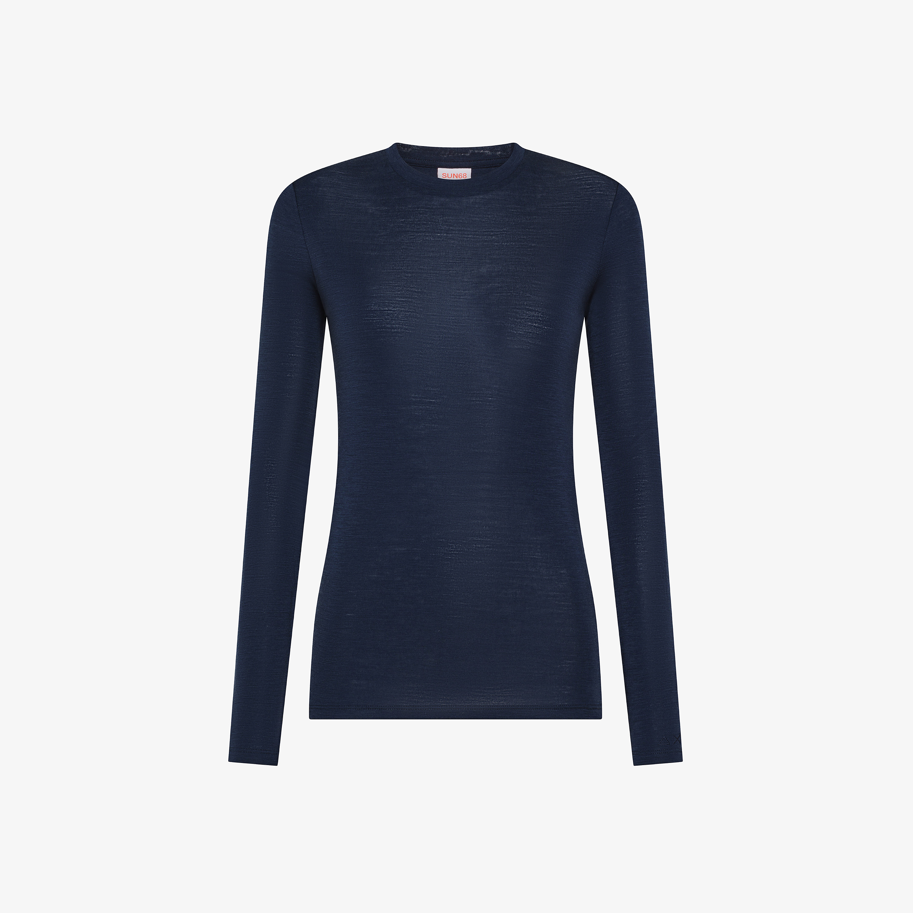 Navy blue wool crew-neck t-shirt