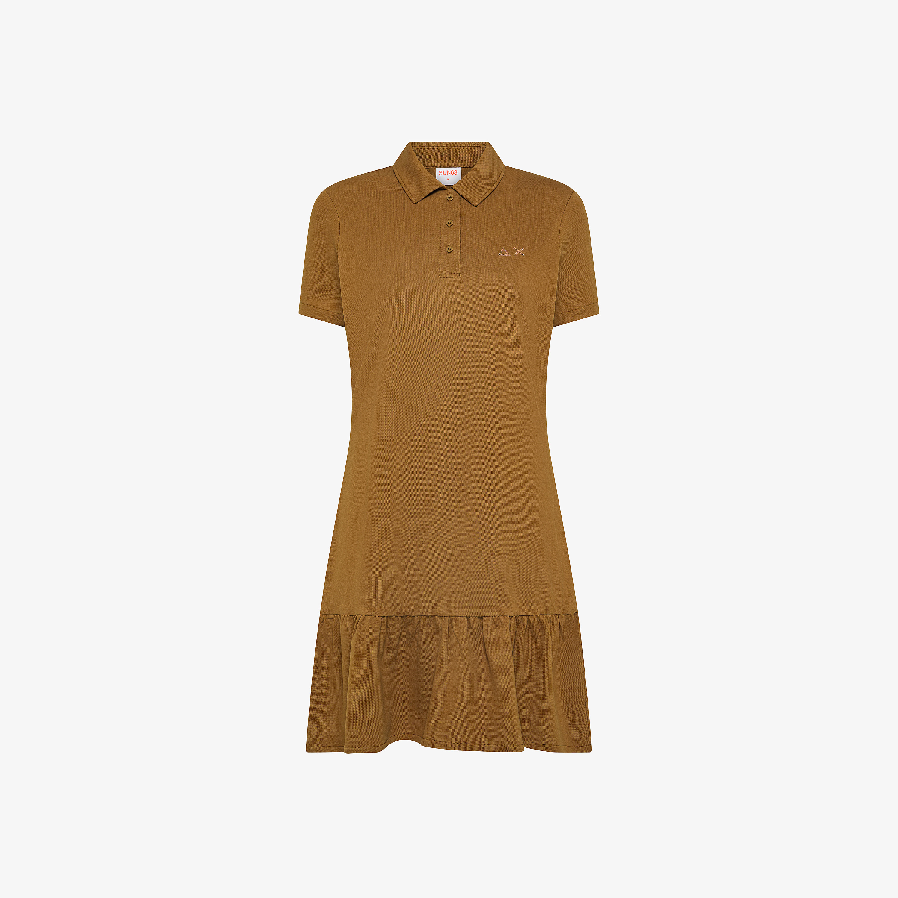 Fox brown cotton piqué polo dress