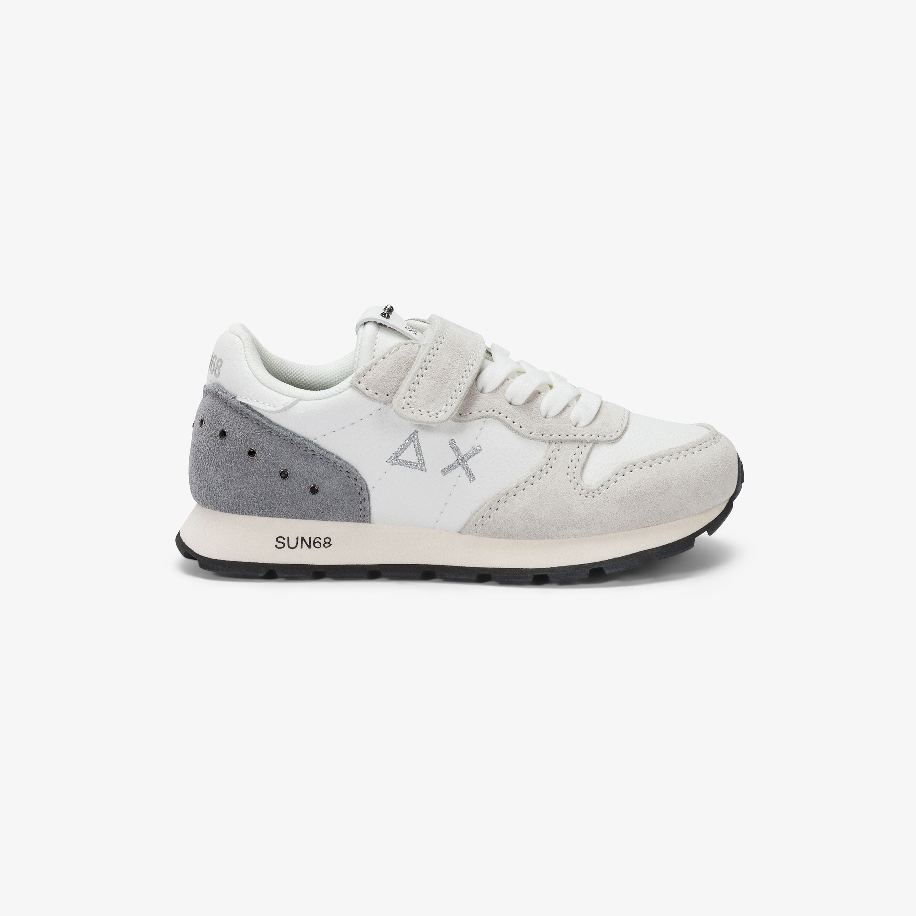 Sneaker Kid Girl's Ally Studs con cinturino e lacci bianco panna