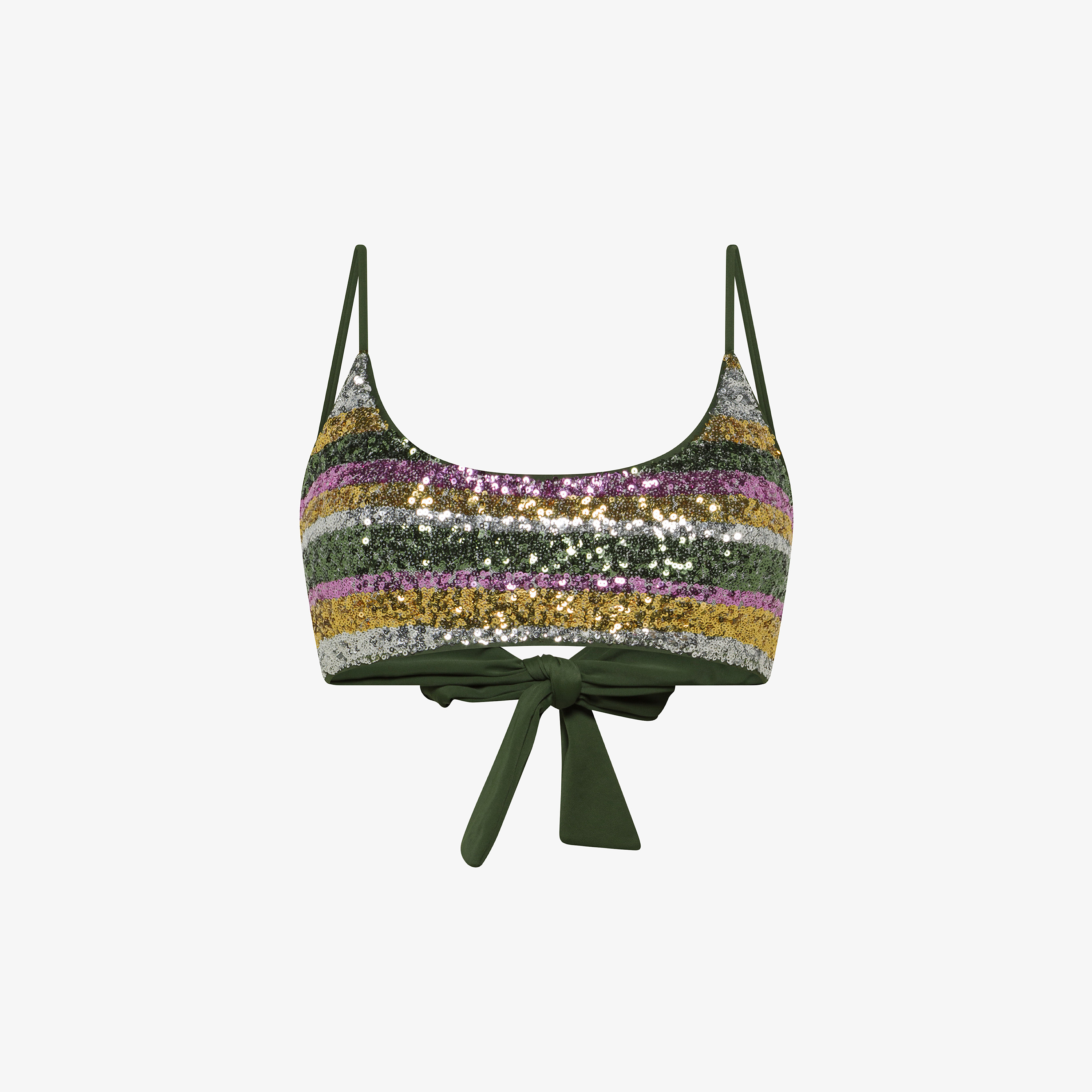 Dark green and fuchsia sequin bikini top