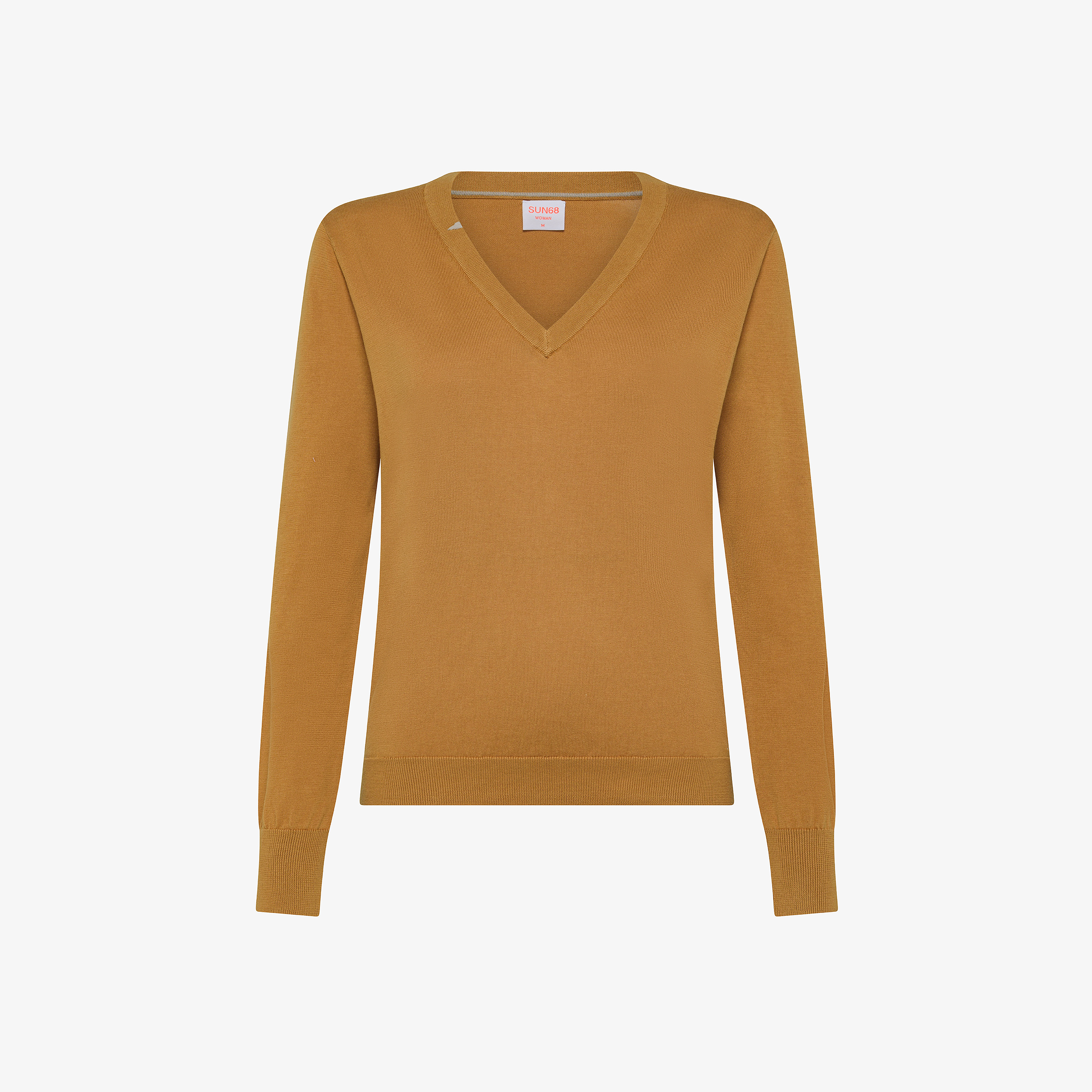 Camel cotton V-neck jumper - Main Image