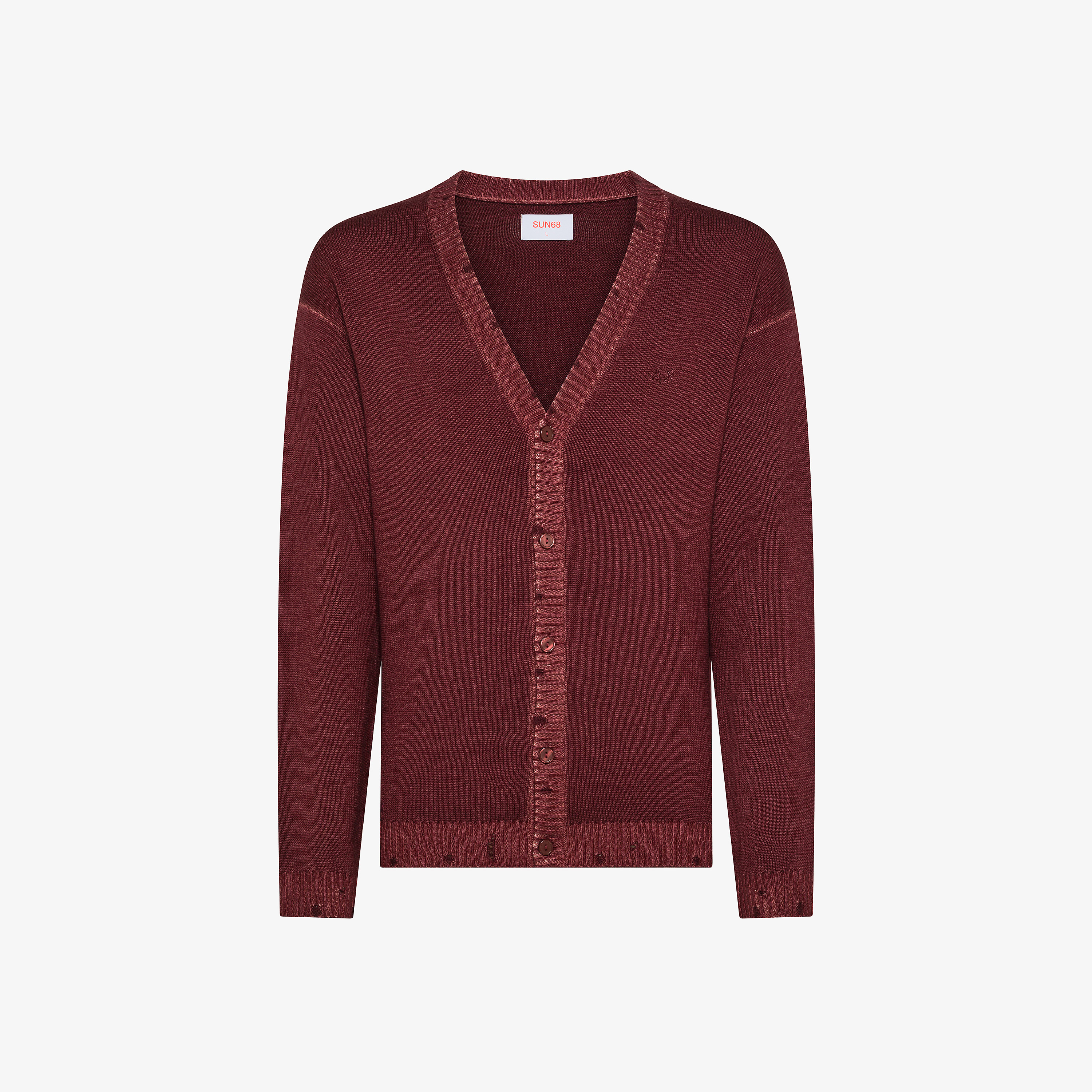 Cardigan in lana effetto vintage bordeaux