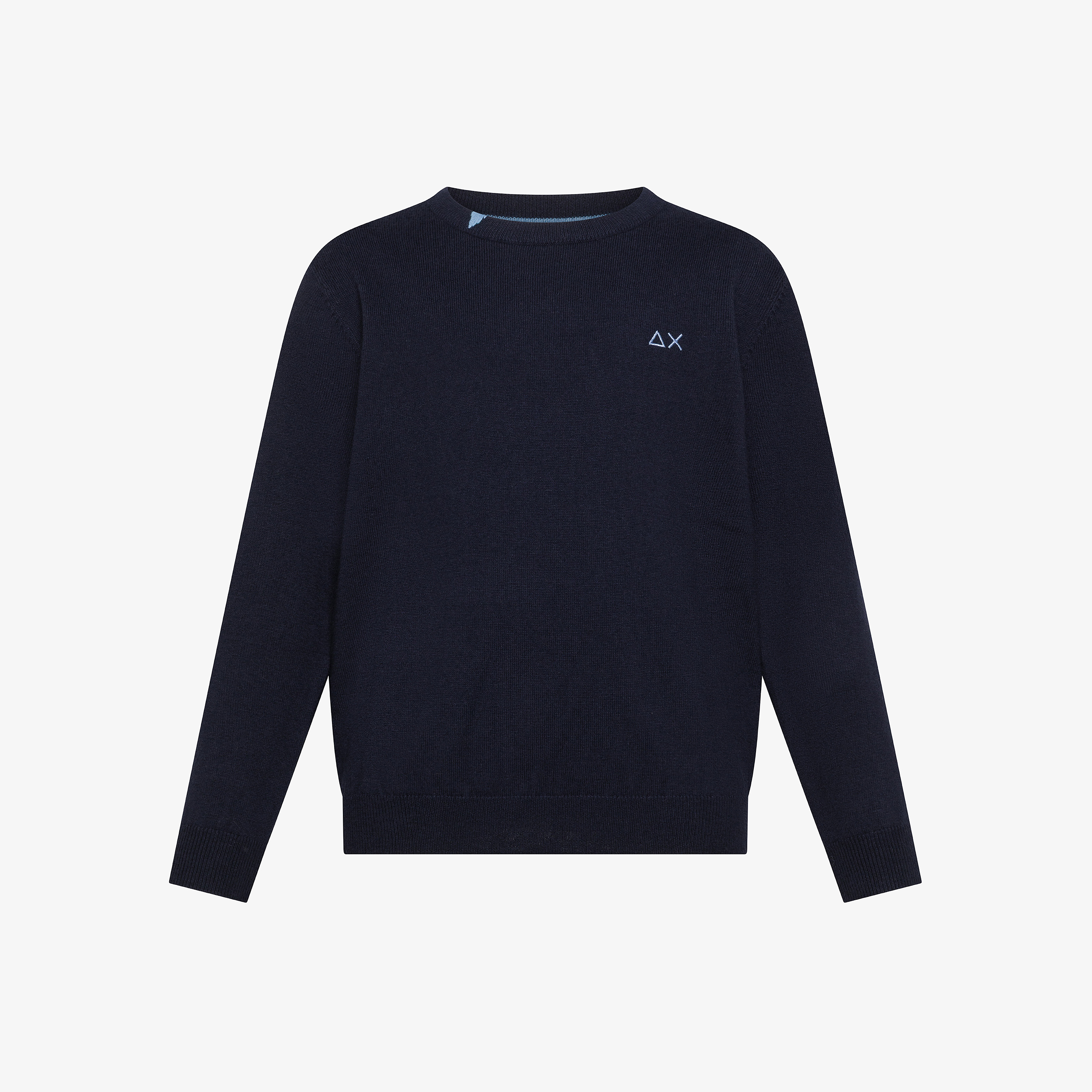 Navy blue wool and cotton blend jumper