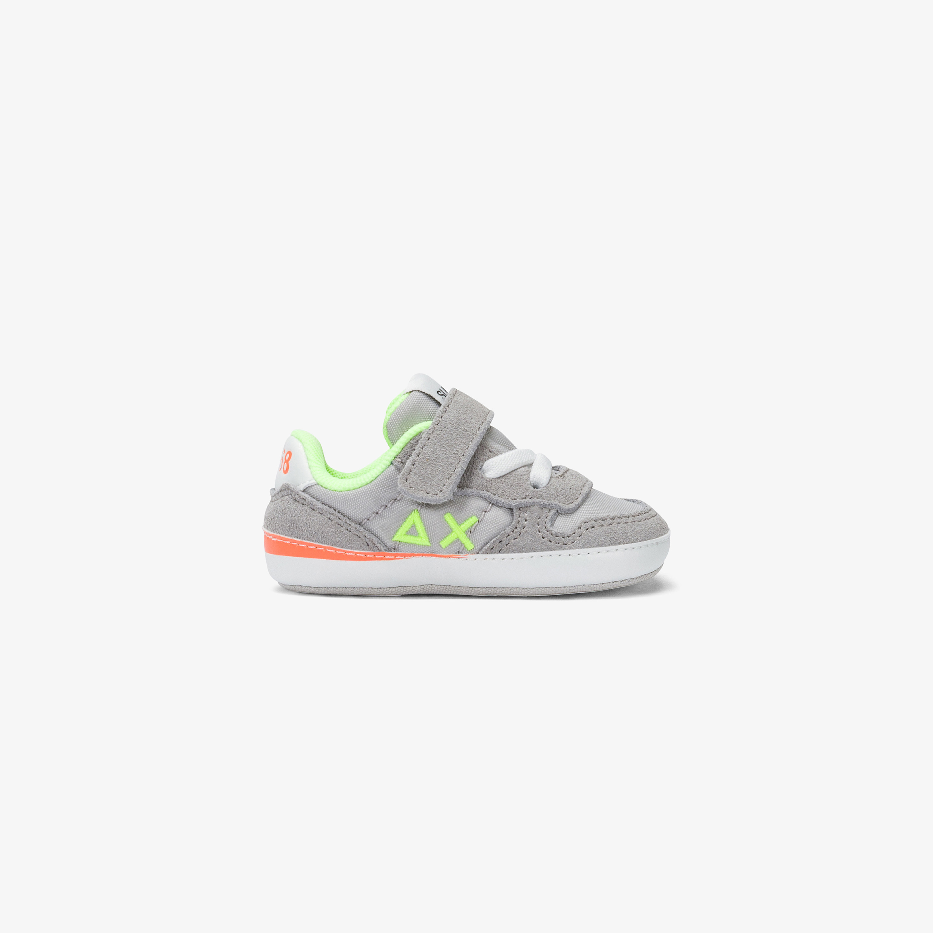 Boys’ Tom Fluo light grey nylon and suede sneaker