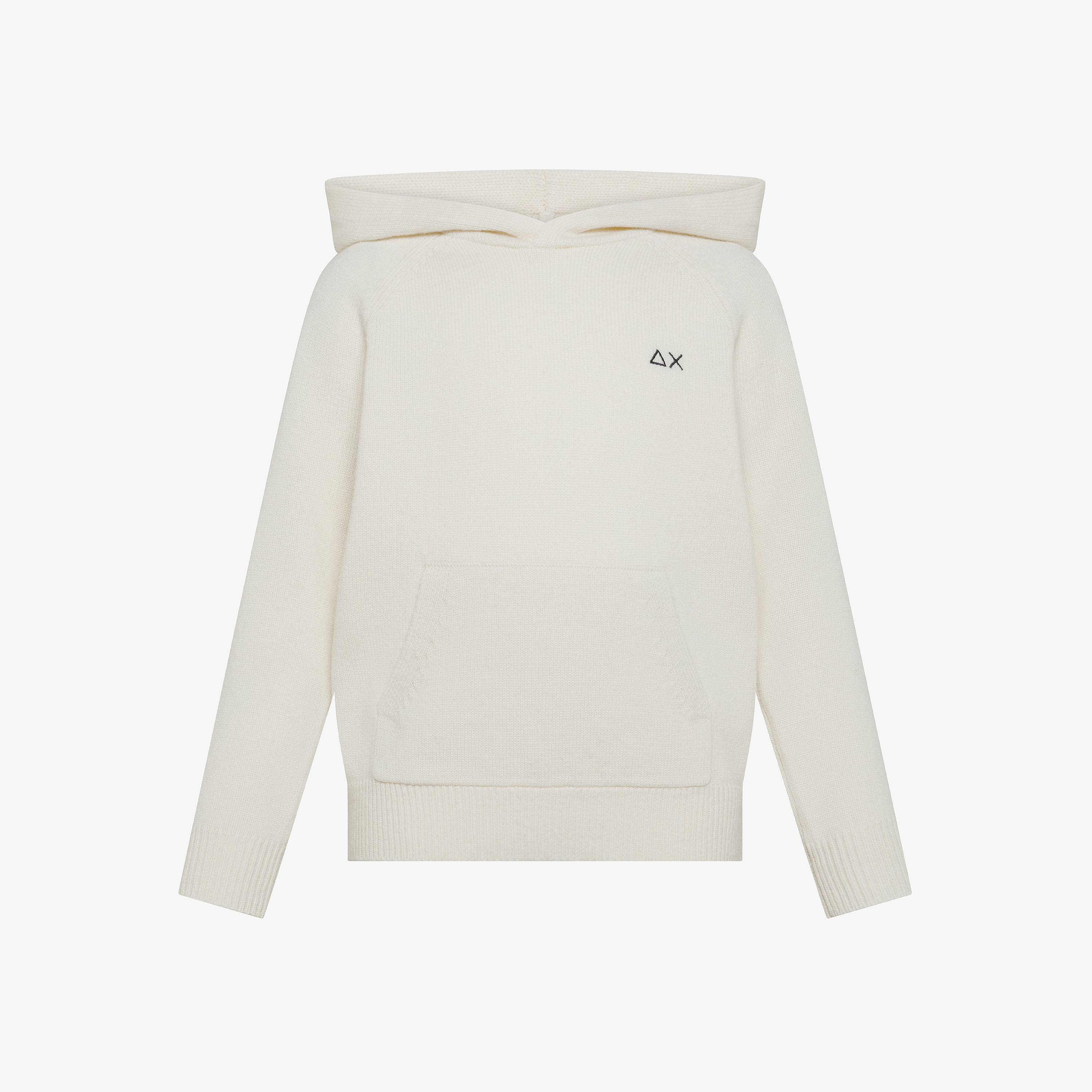 Off white wool and cashmere hooded jumper