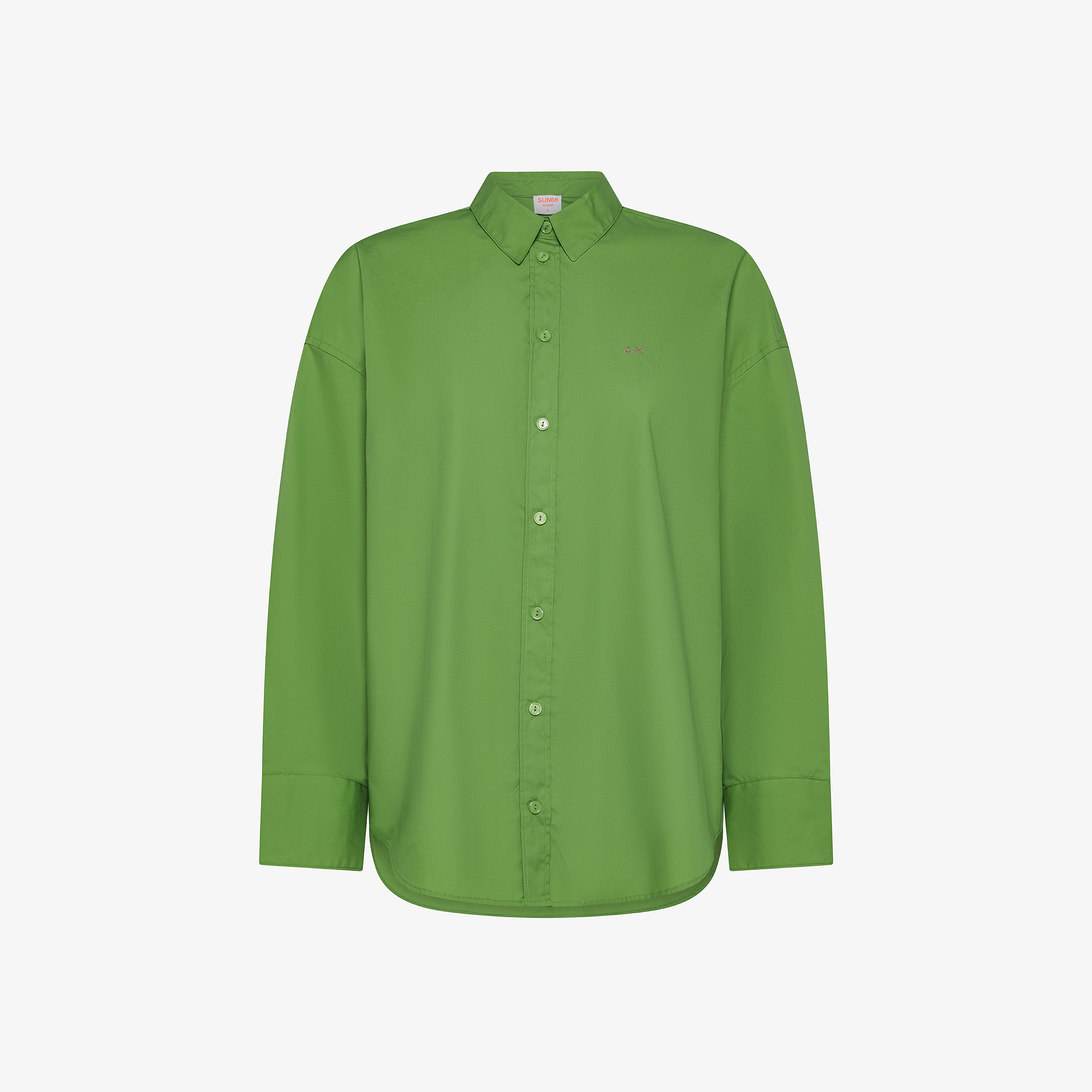 Camicia over in cotone verde oliva con logo ricamato Camicia over in cotone verde oliva con logo ricamato