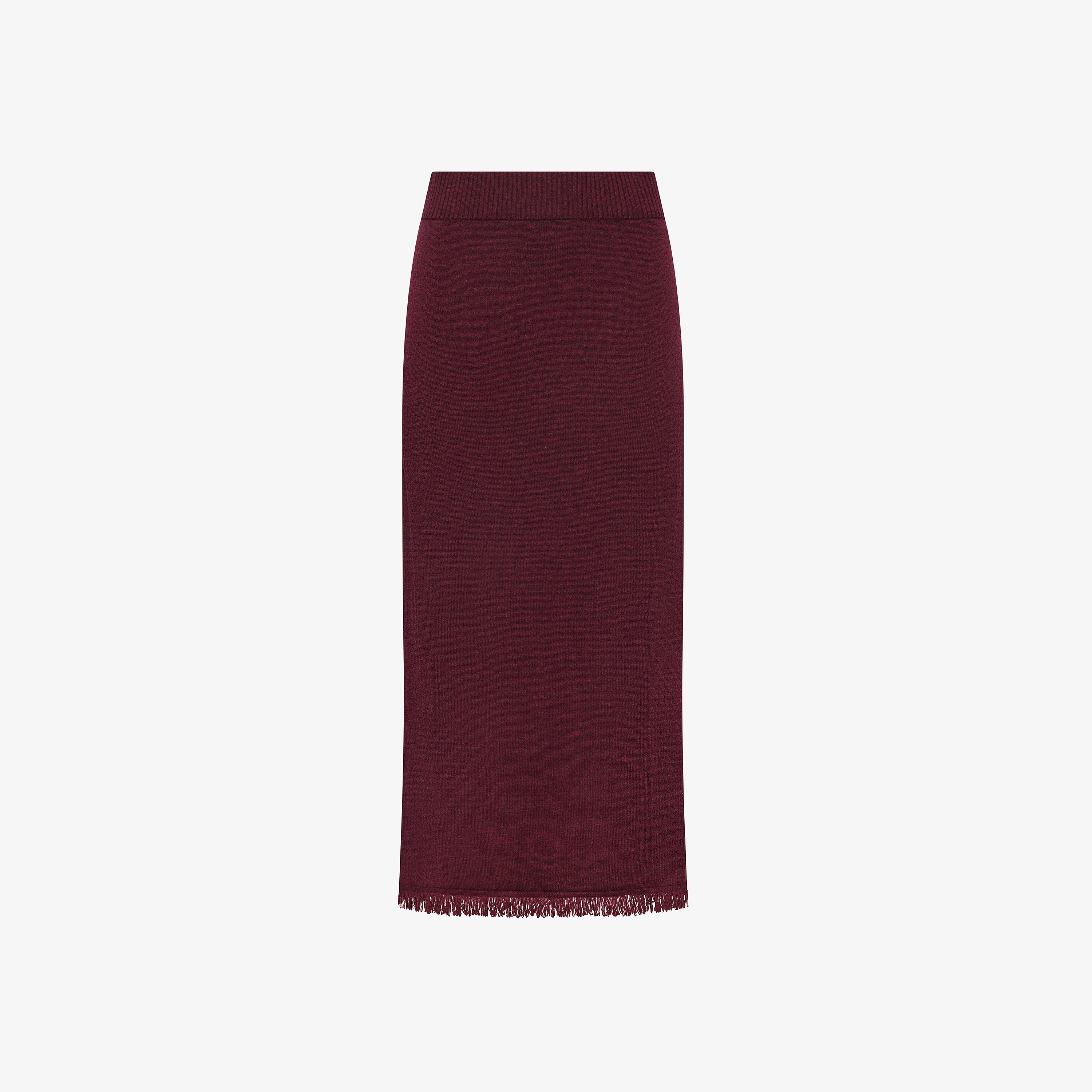 Gonna in lana e cashmere bordeaux