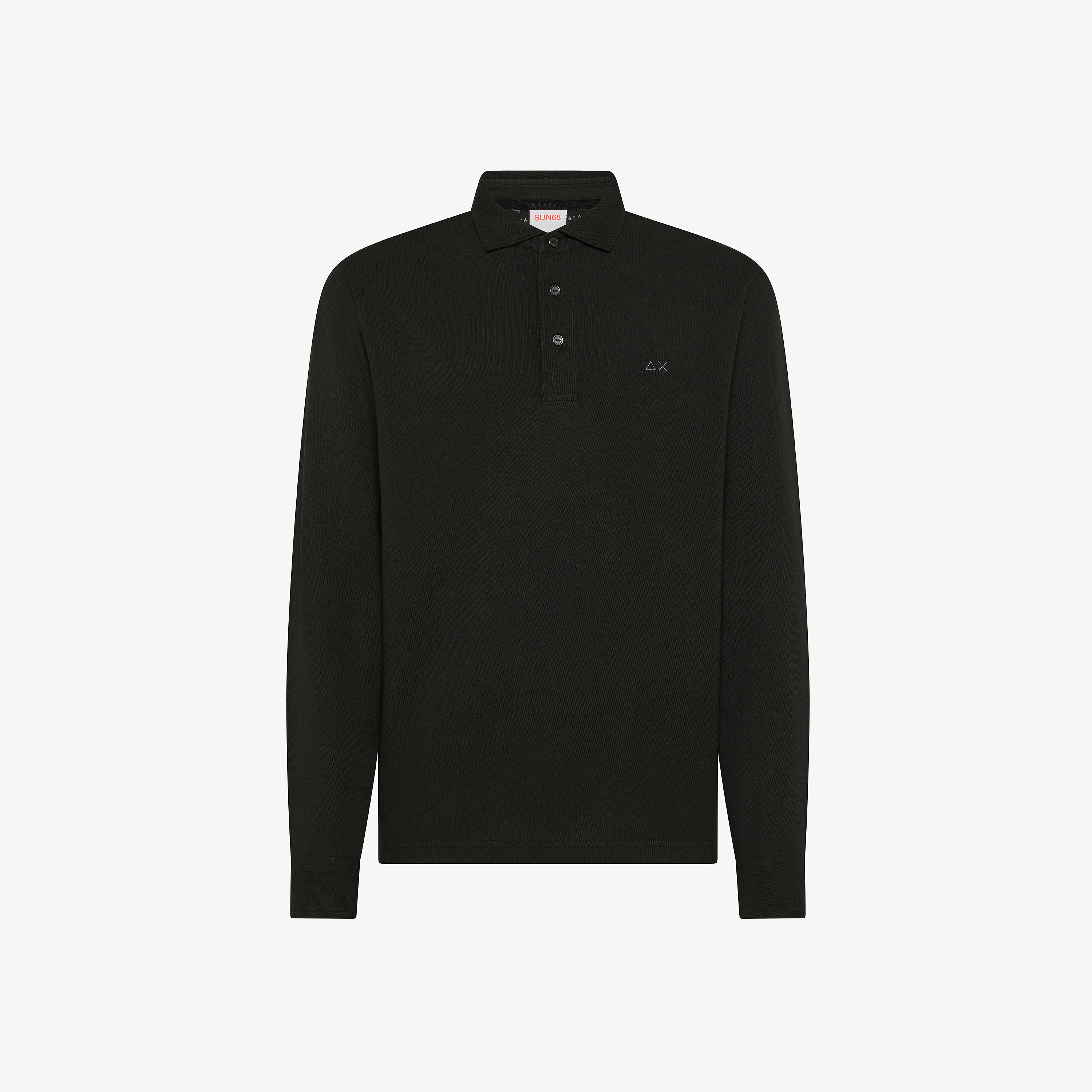 Black long-sleeved cotton polo