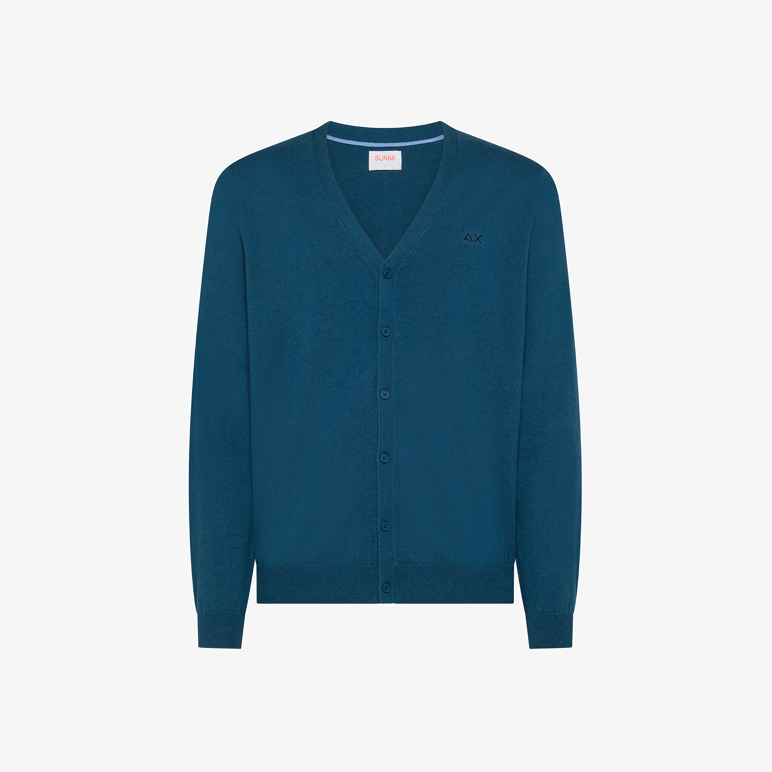 Cardigan in lana e cotone avio scuro