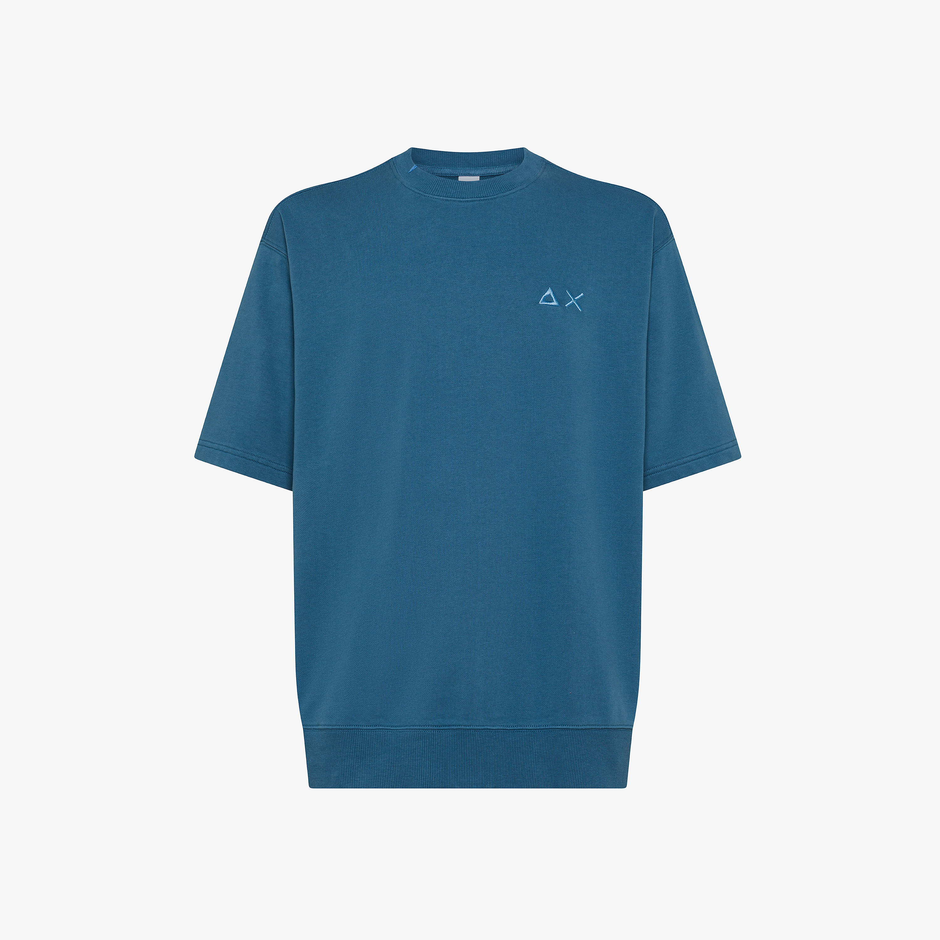 Dark avio sweatshirt with short sleeves