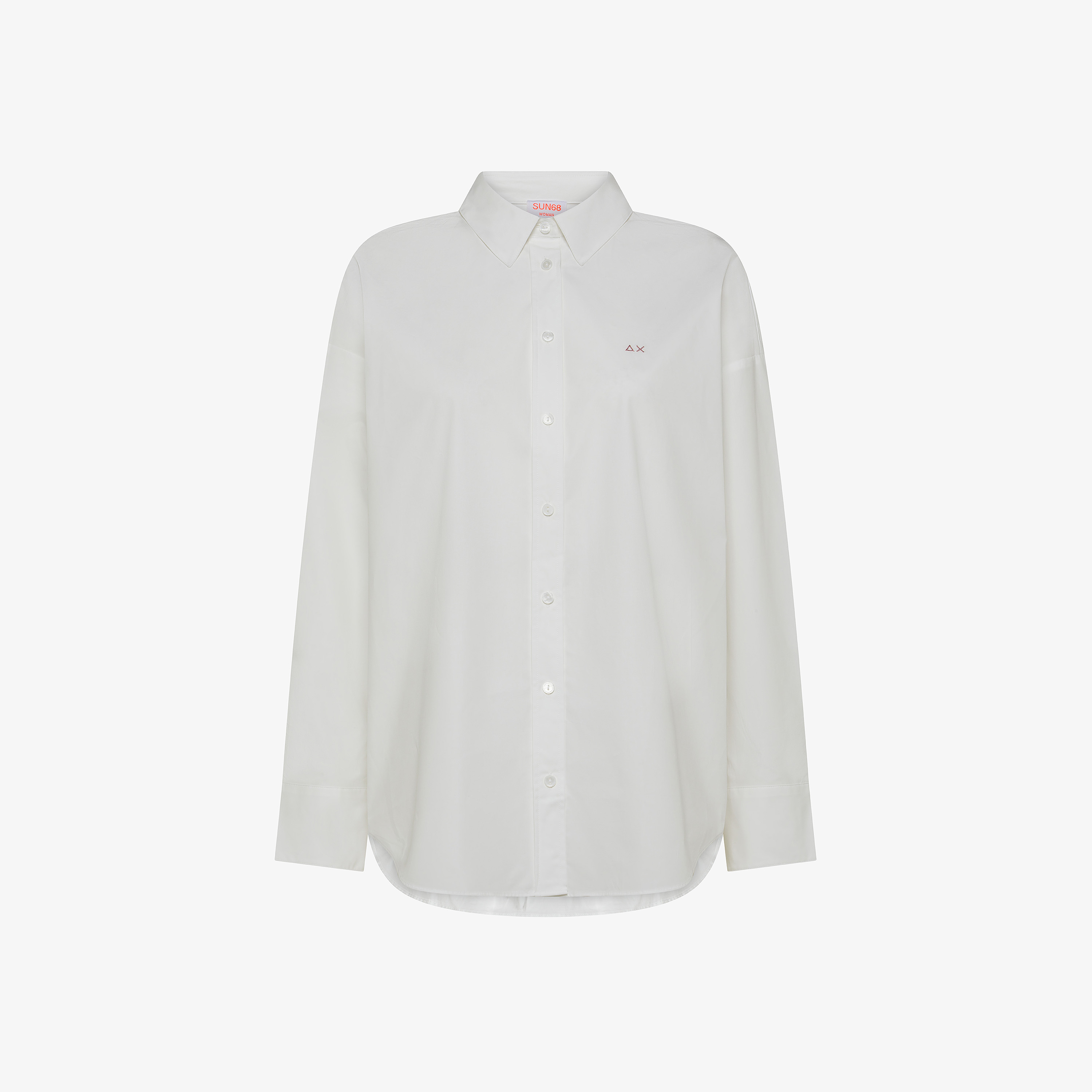 White cotton overshirt with embroidered logo