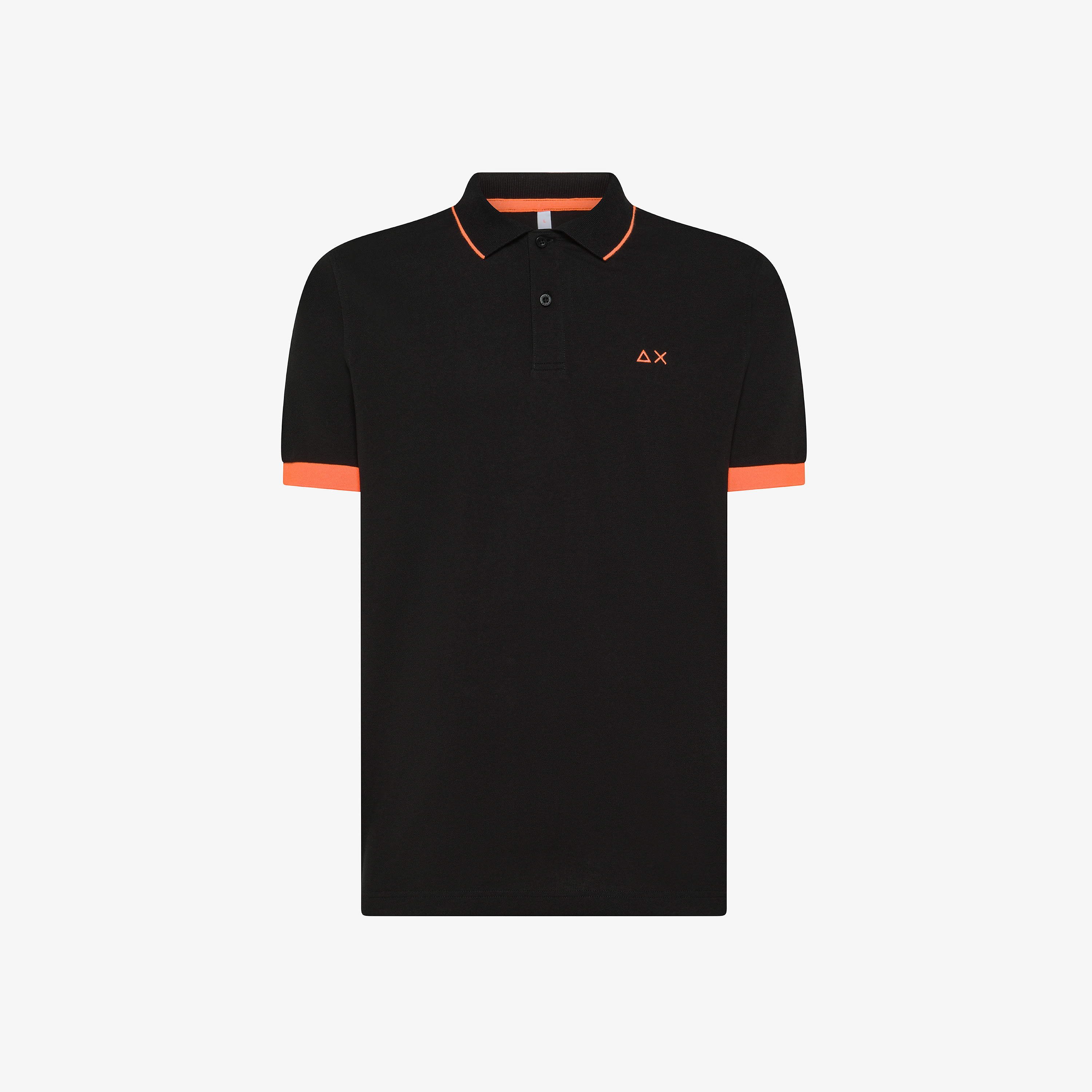 Black polo shirt with fluorescent logo