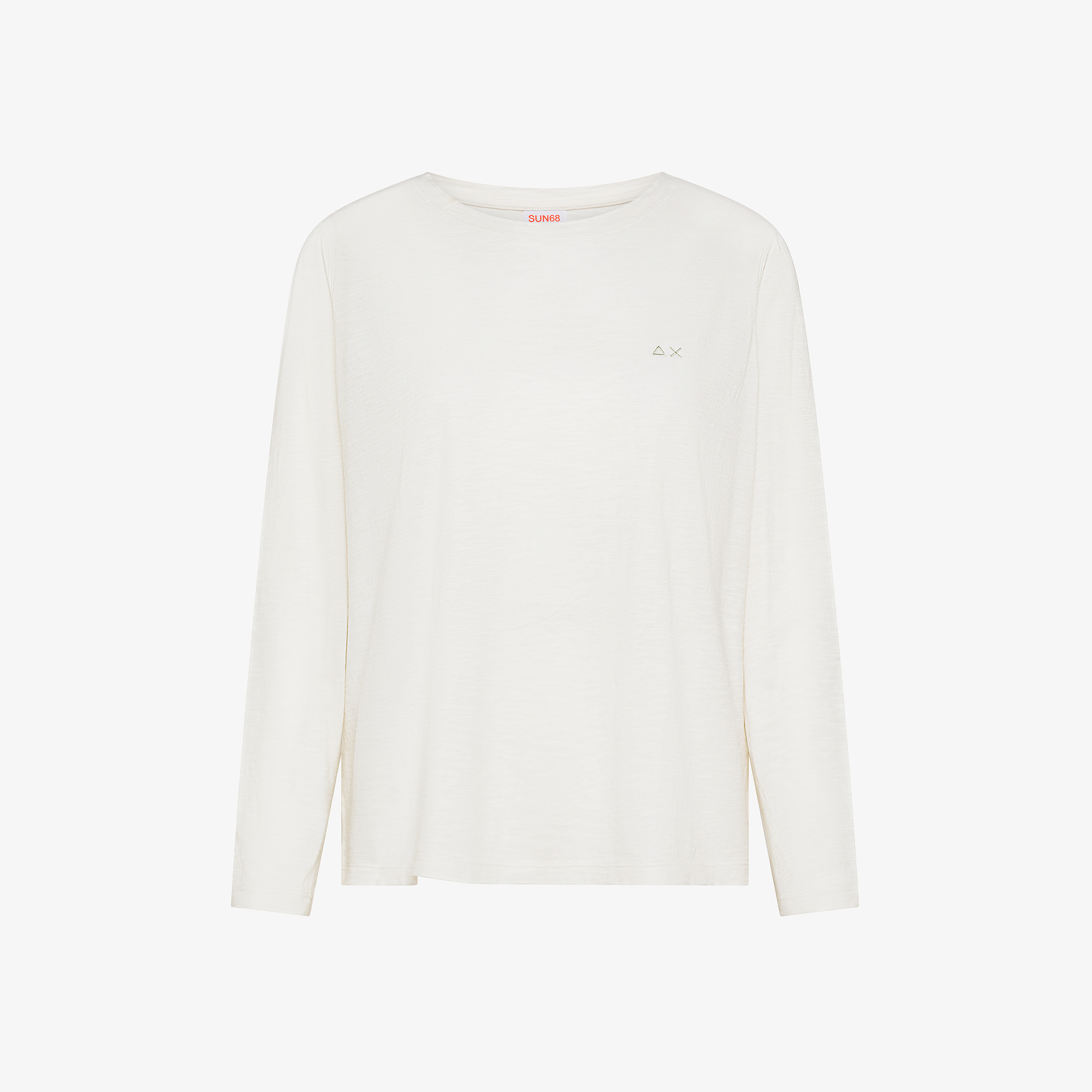 Off white cotton jersey boat neckline T-shirt