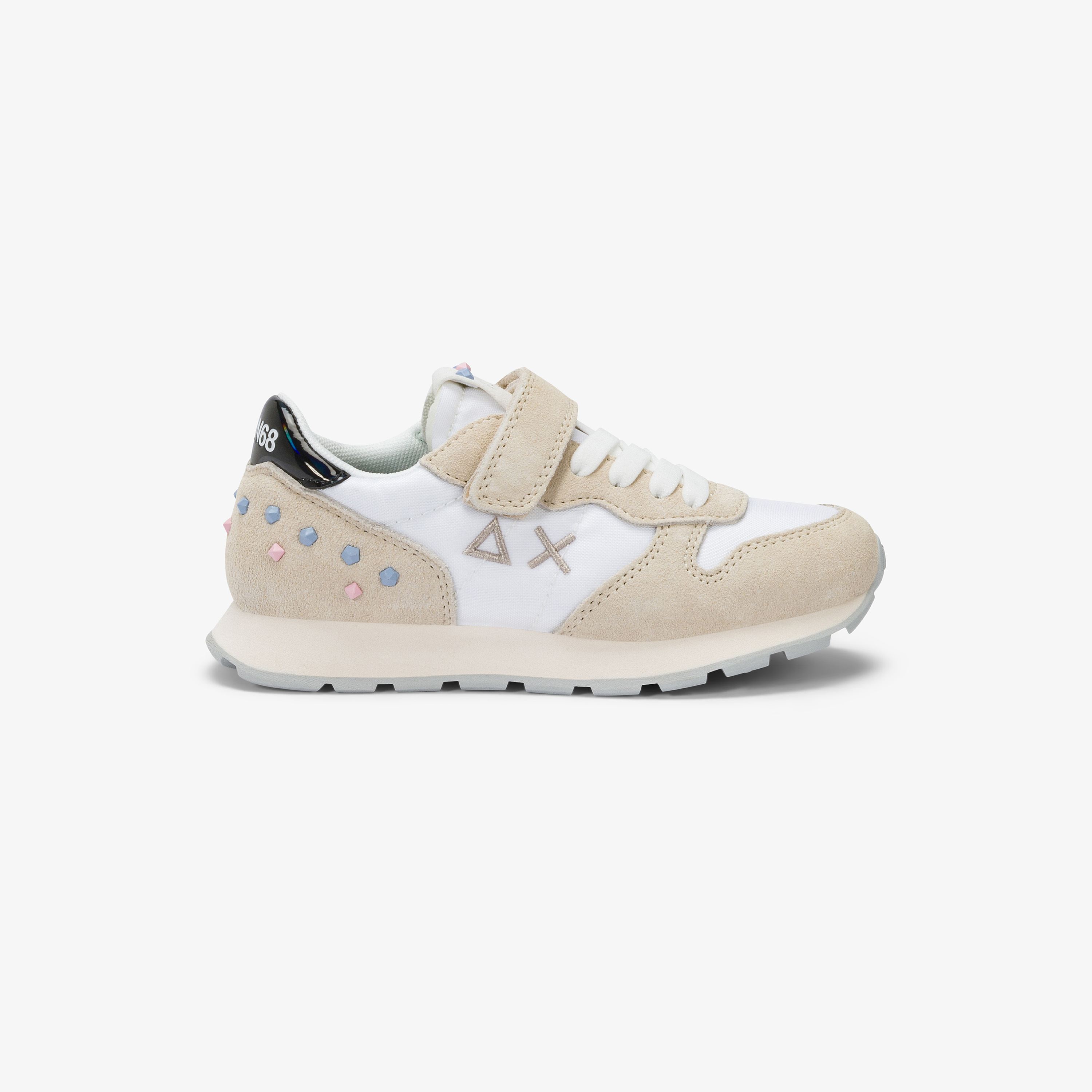 Sneaker Girl's Ally Studs in suede e nylon bianco