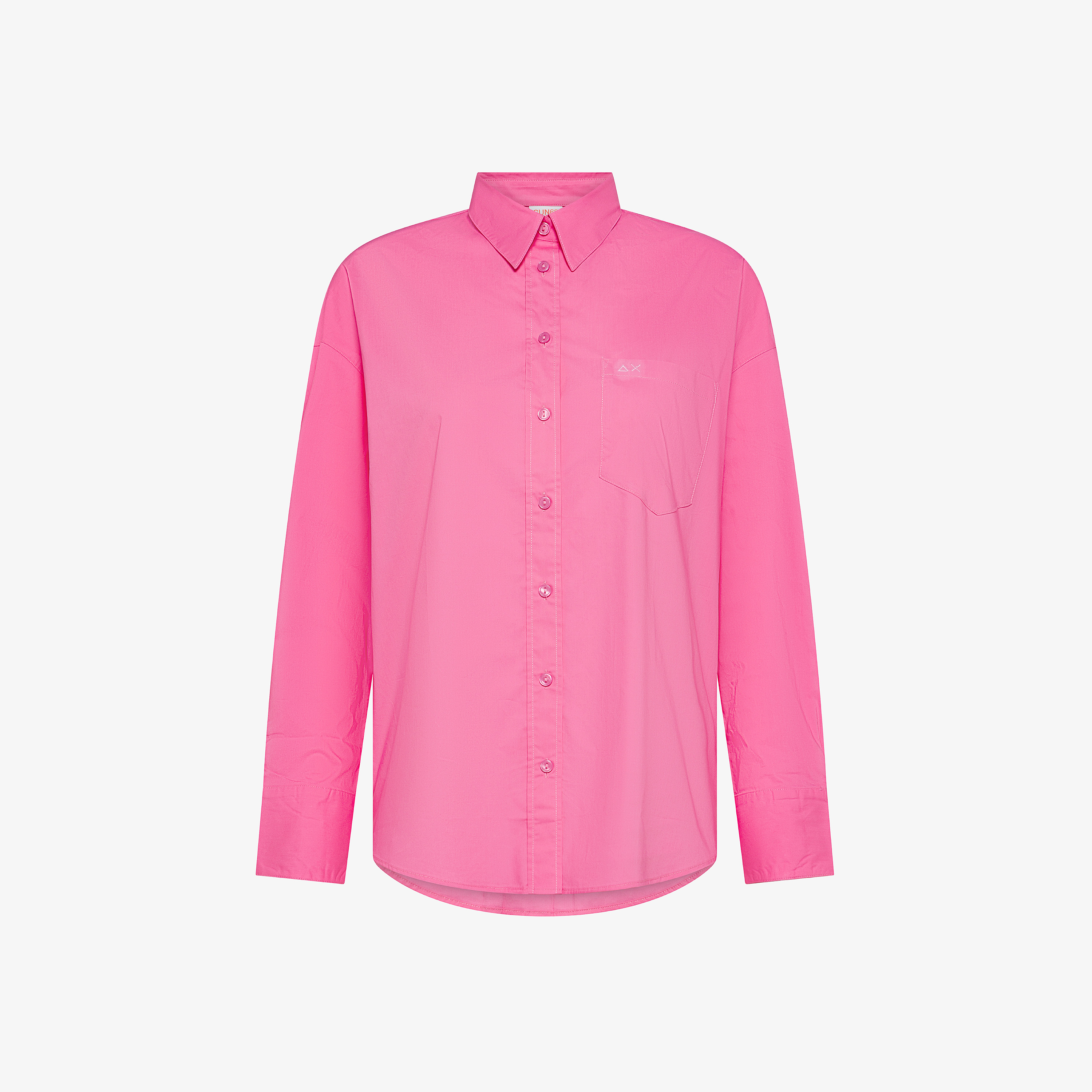 Camicia over in cotone fucsia