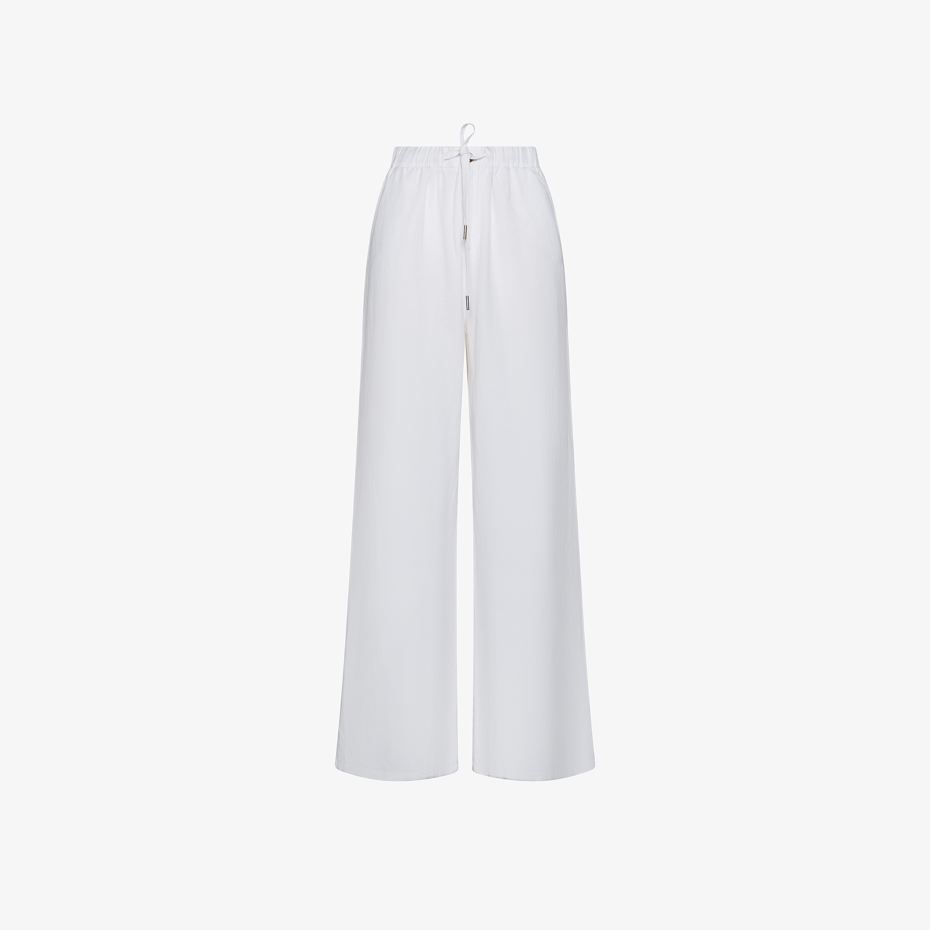 White linen drawstring trousers