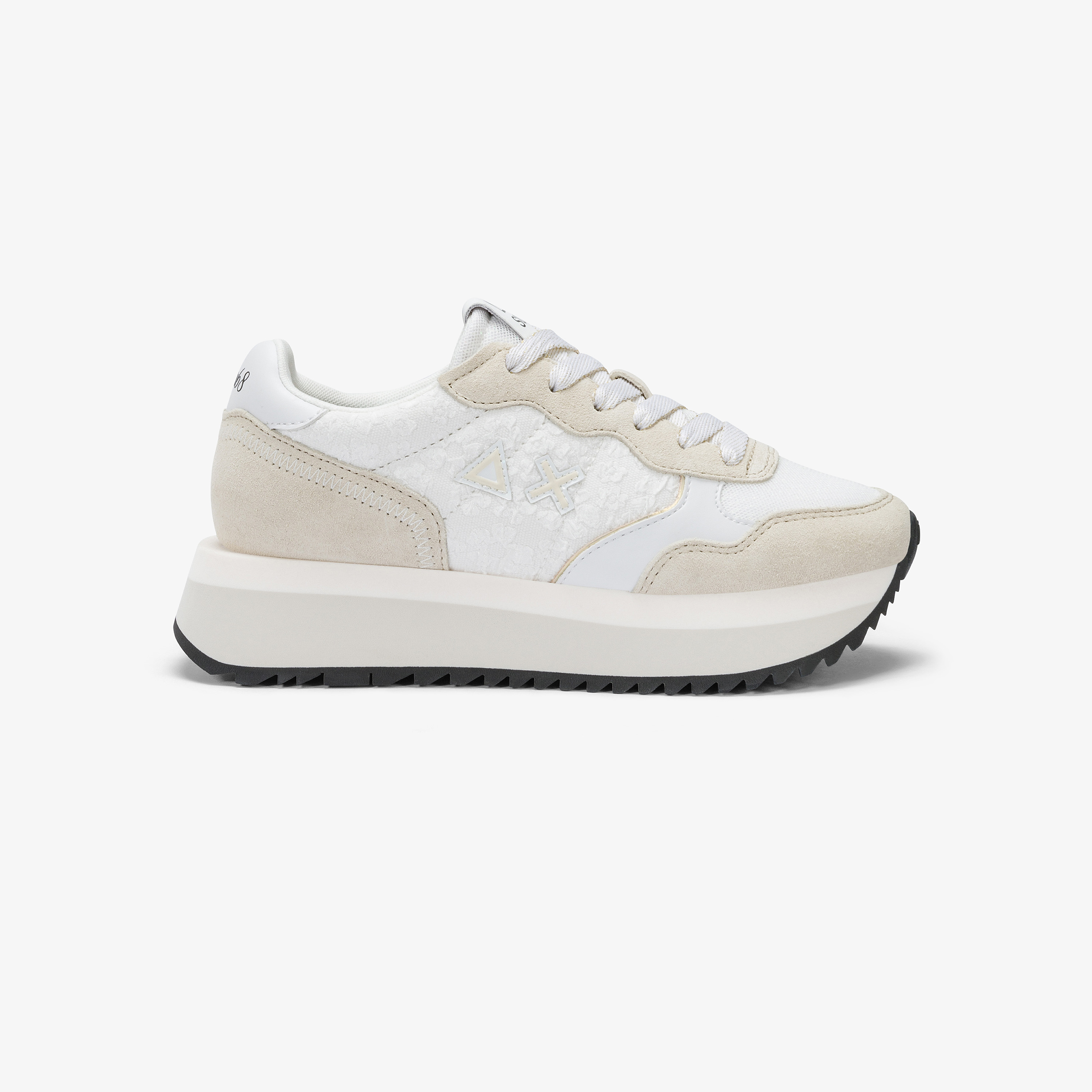 Sneaker Big Ally Flower in suede e nylon bianco