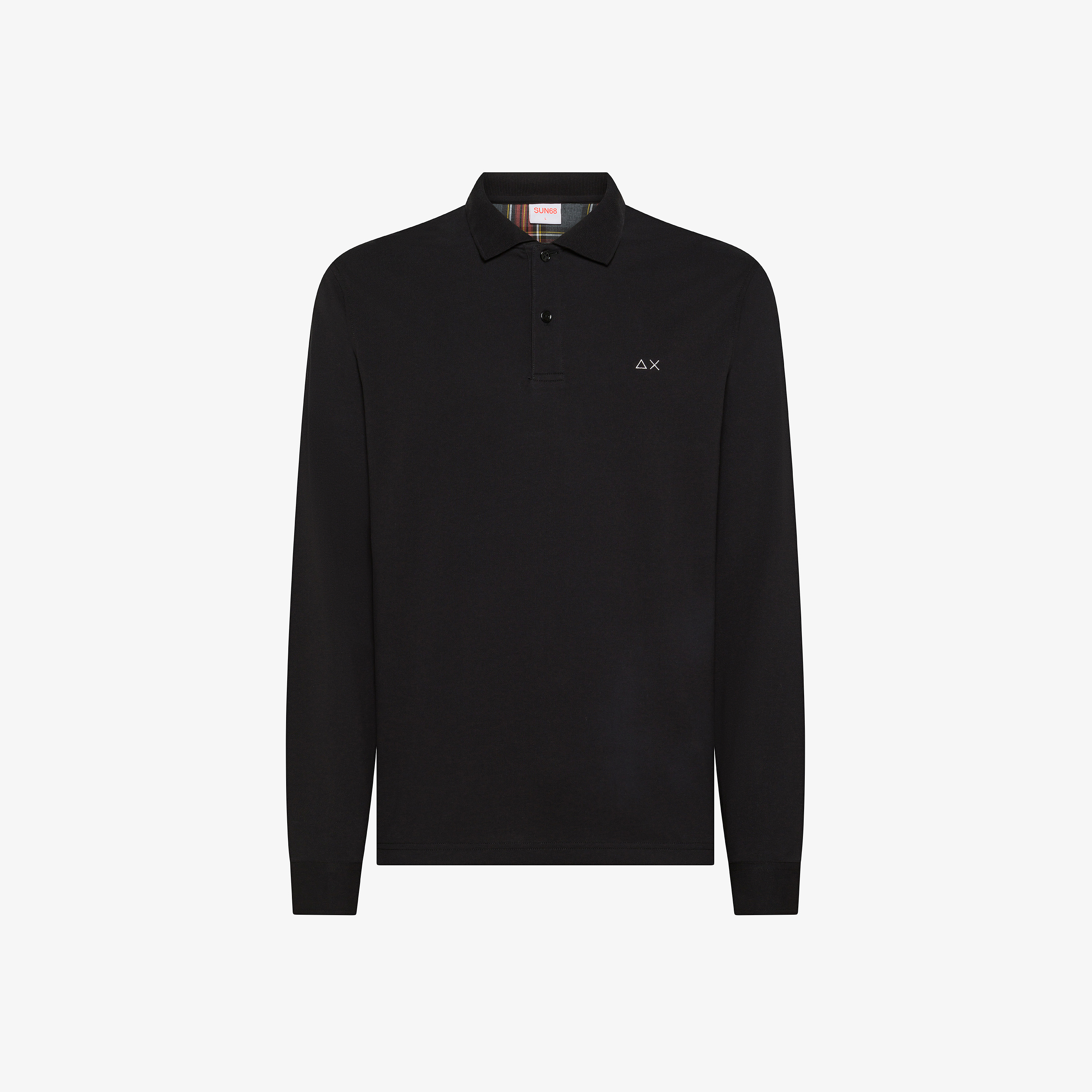 Polo in cotone con patch nero
