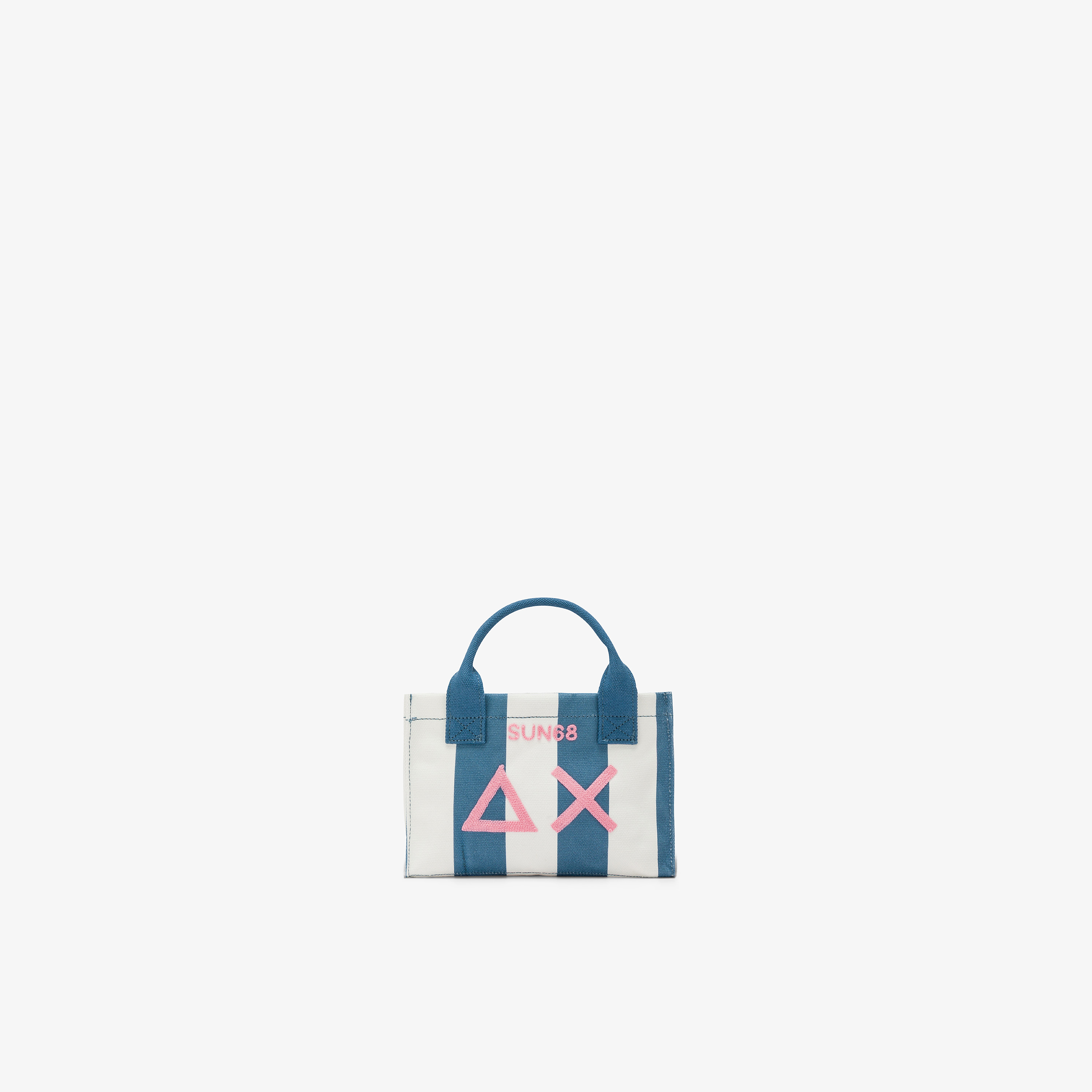 Mini bag in cotone a pois avio scuro e bianchi
