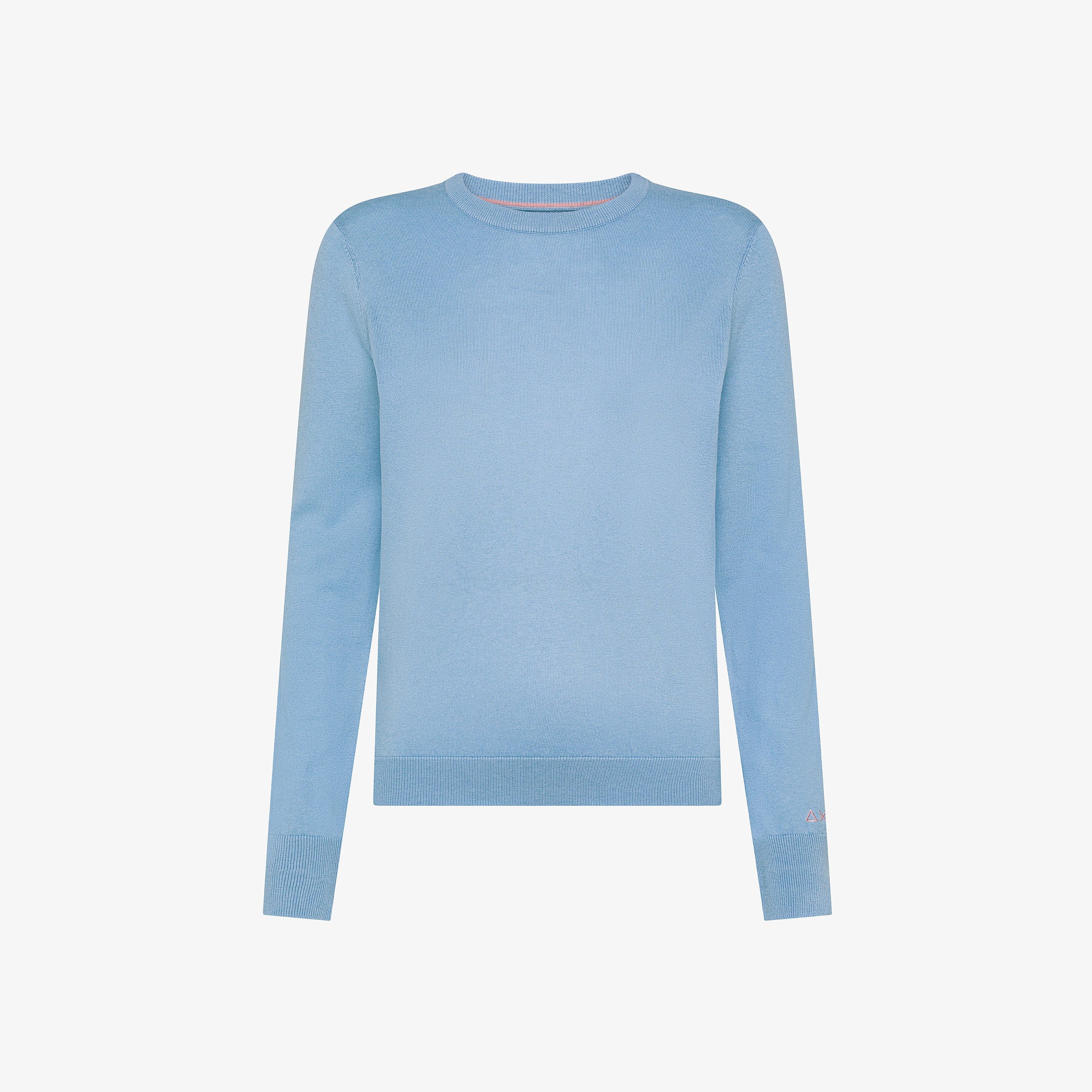 Maglia girocollo in lana e cotone azzurro chiaro bice
