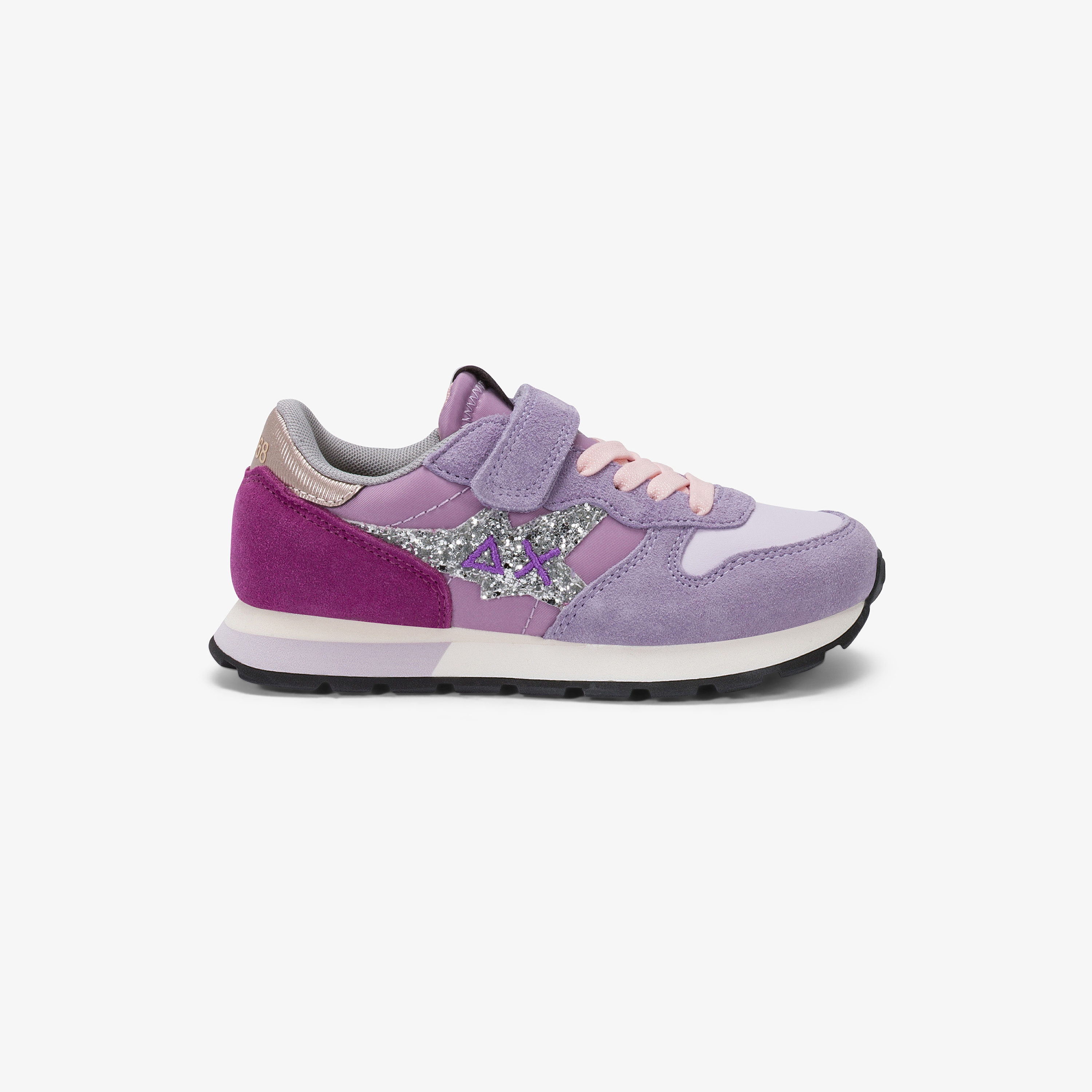Sneaker Kid Girl's Stargirl Glitter con cinturino e lacci lilla