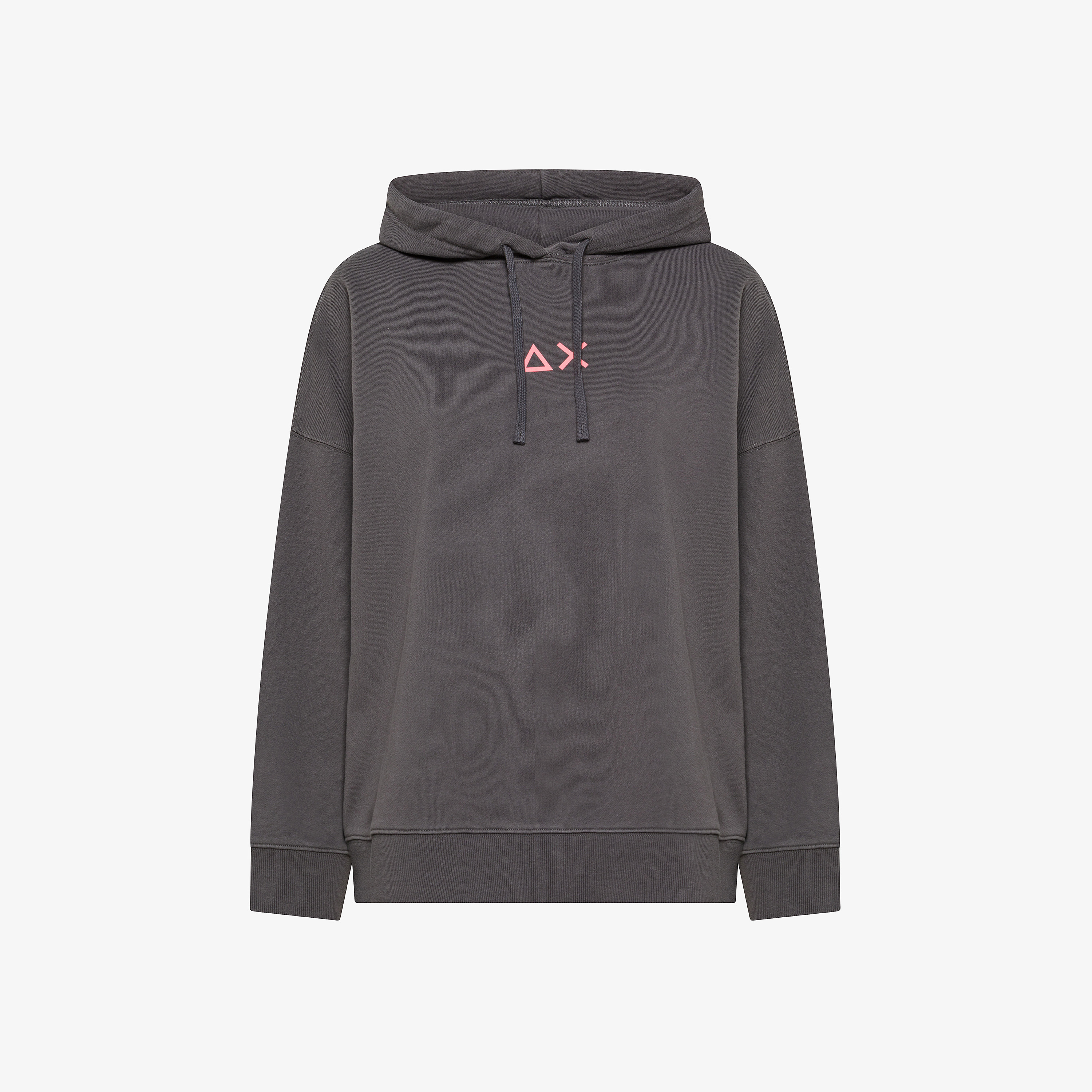 Felpa in cotone con logo e cappuccio grigio scuro