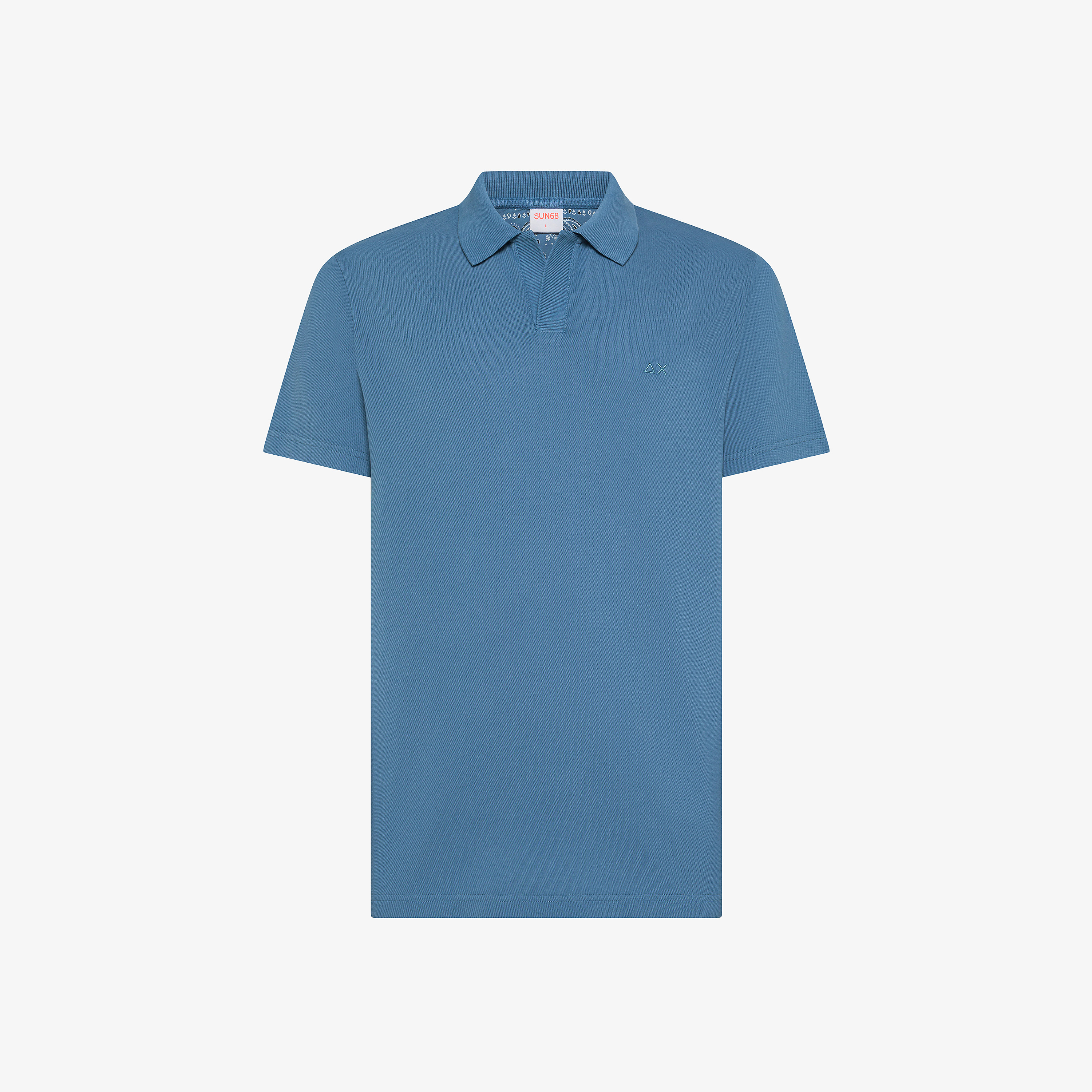 Polo in piquet di cotone blu avio