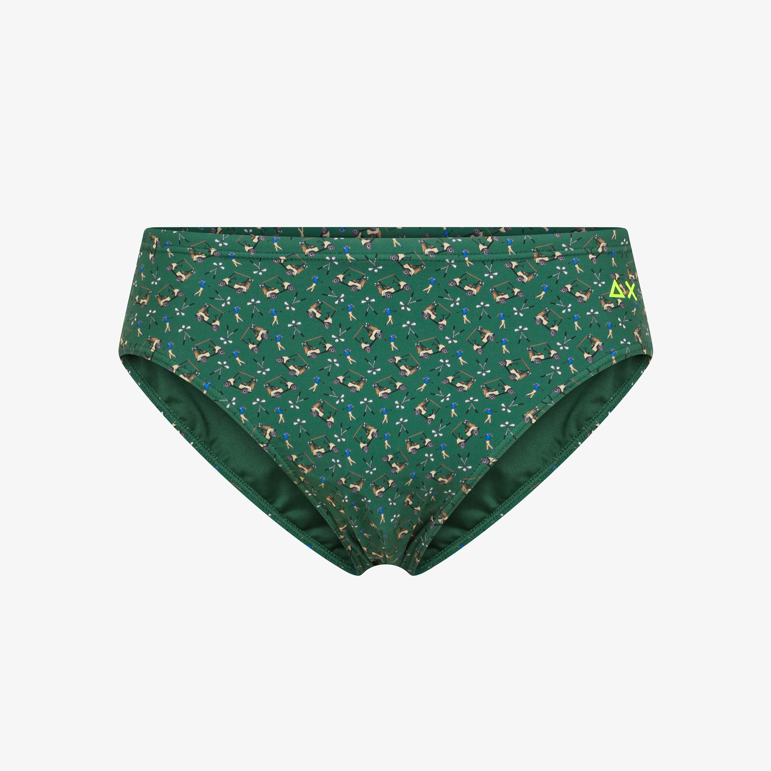 Slip mare in nylon stampato verde scuro