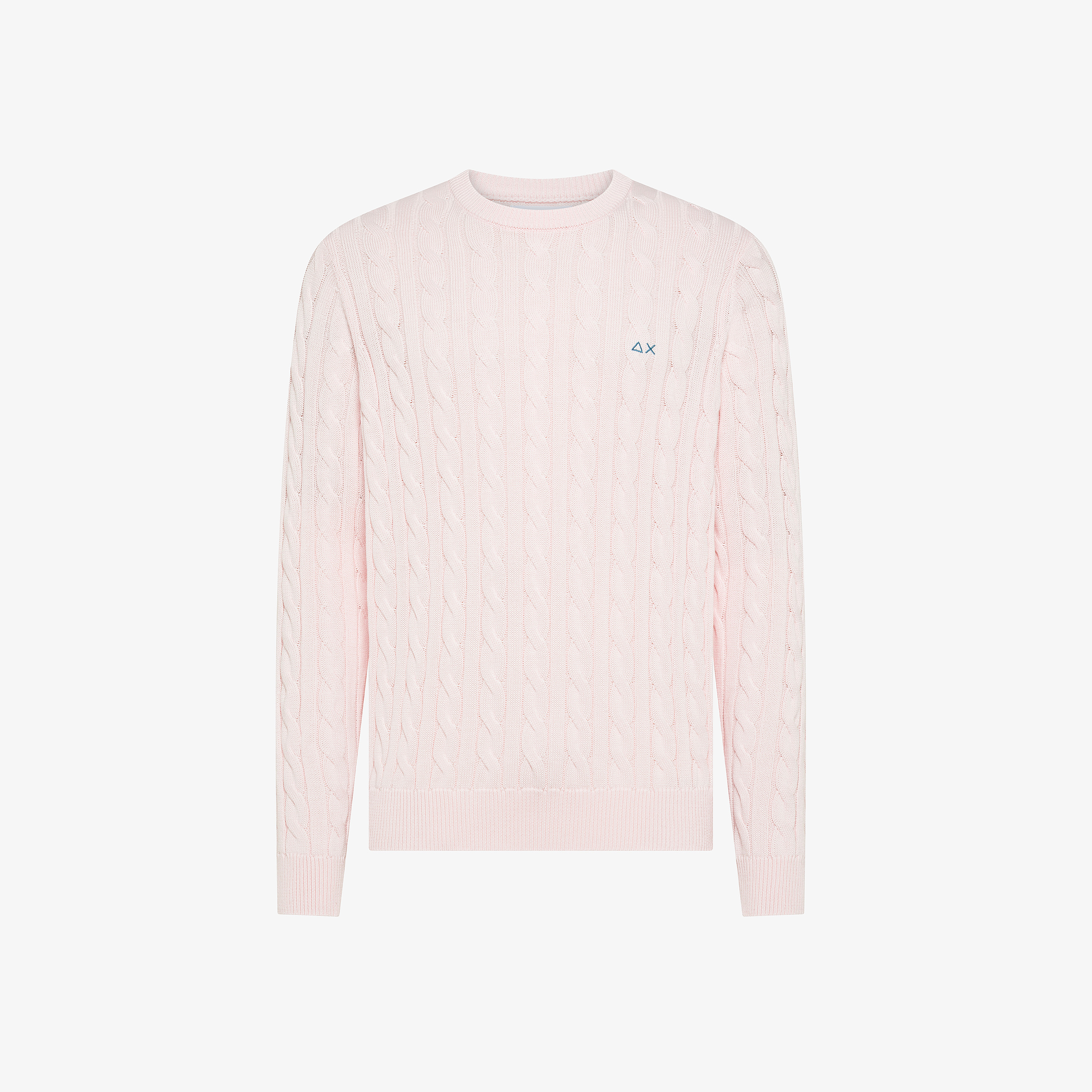 Maglia in cotone a trecce rosa