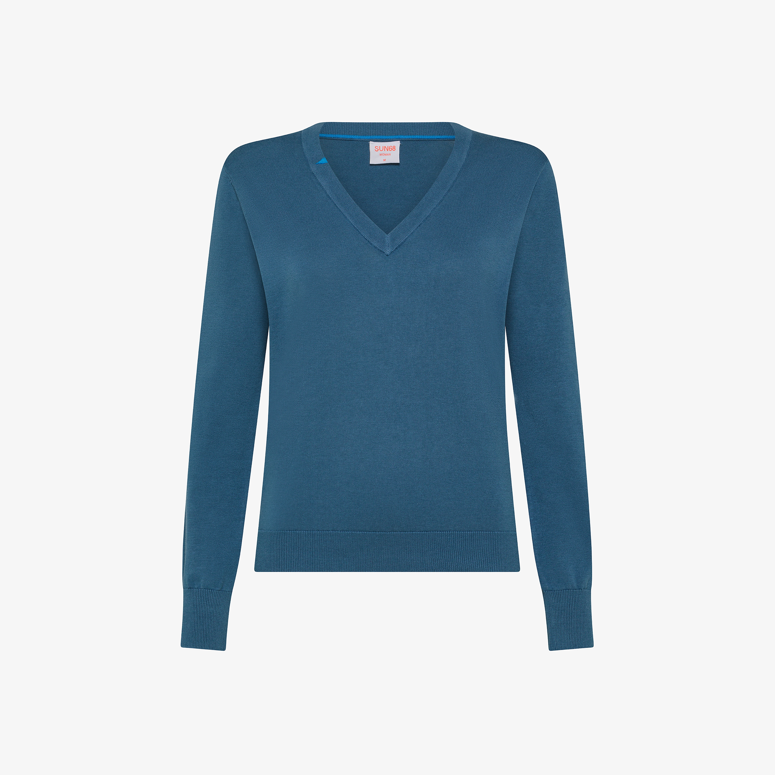 Dark avio cotton V-neck jumper