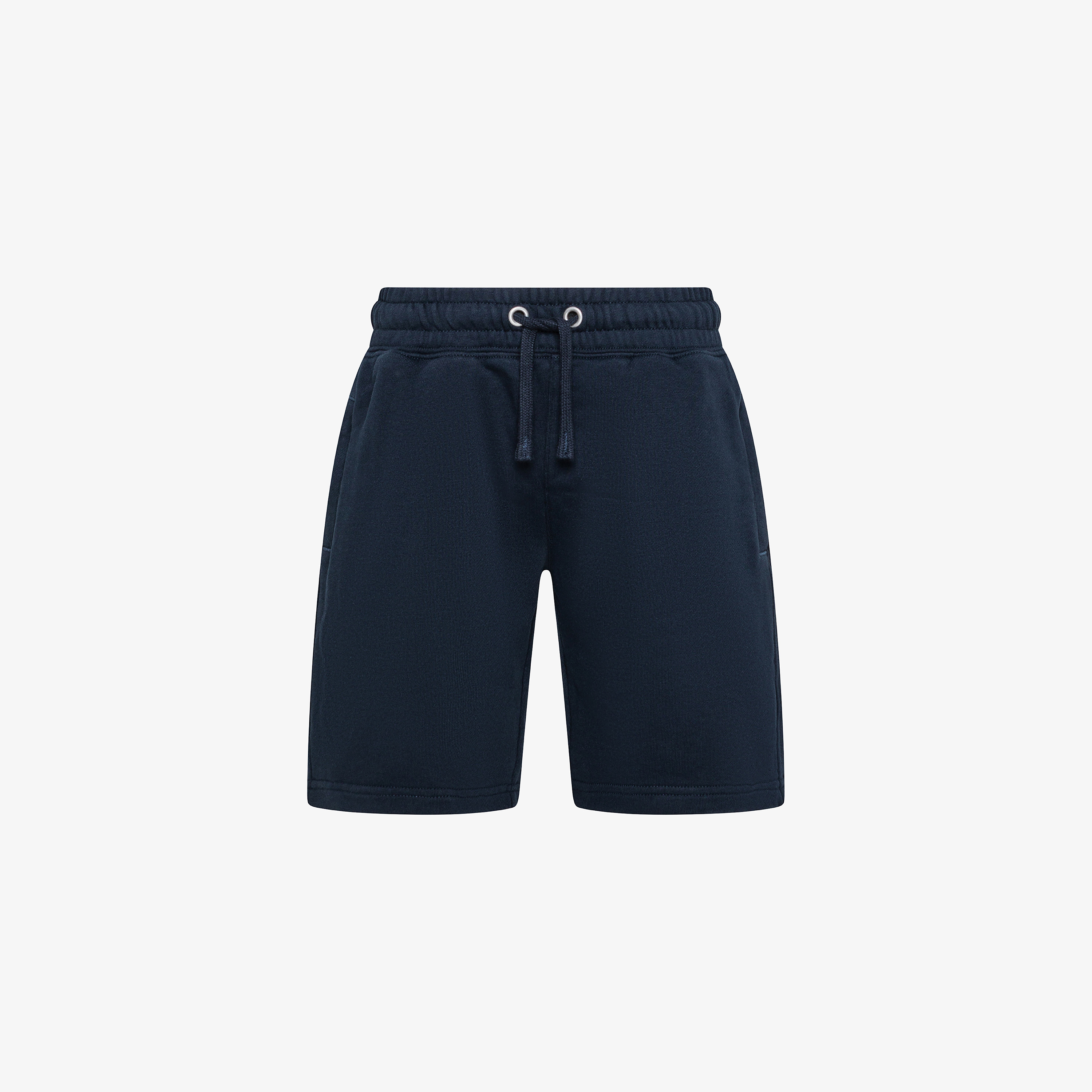 Navy blue cotton fleece Bermuda shorts