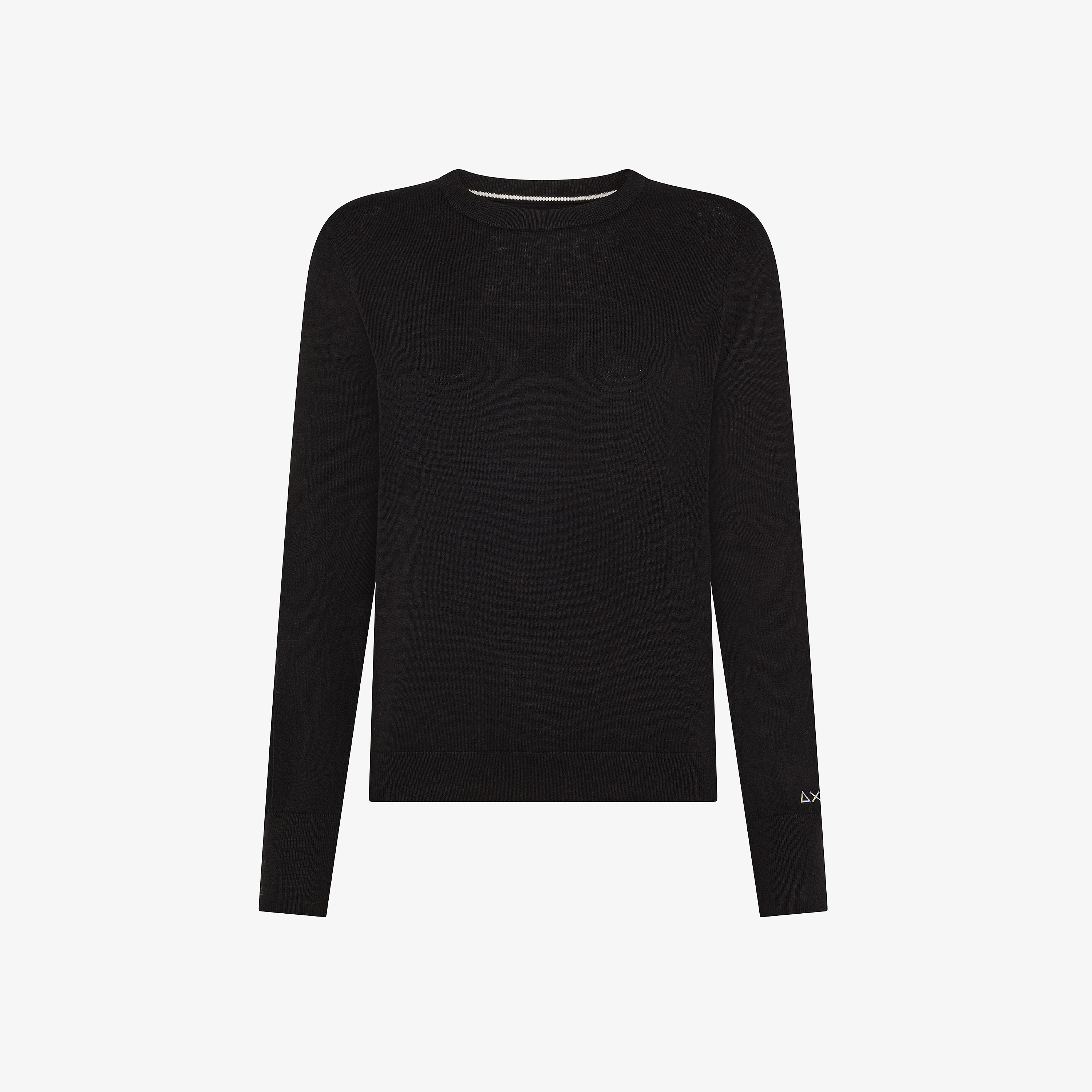 Maglia girocollo in lana e cotone nero