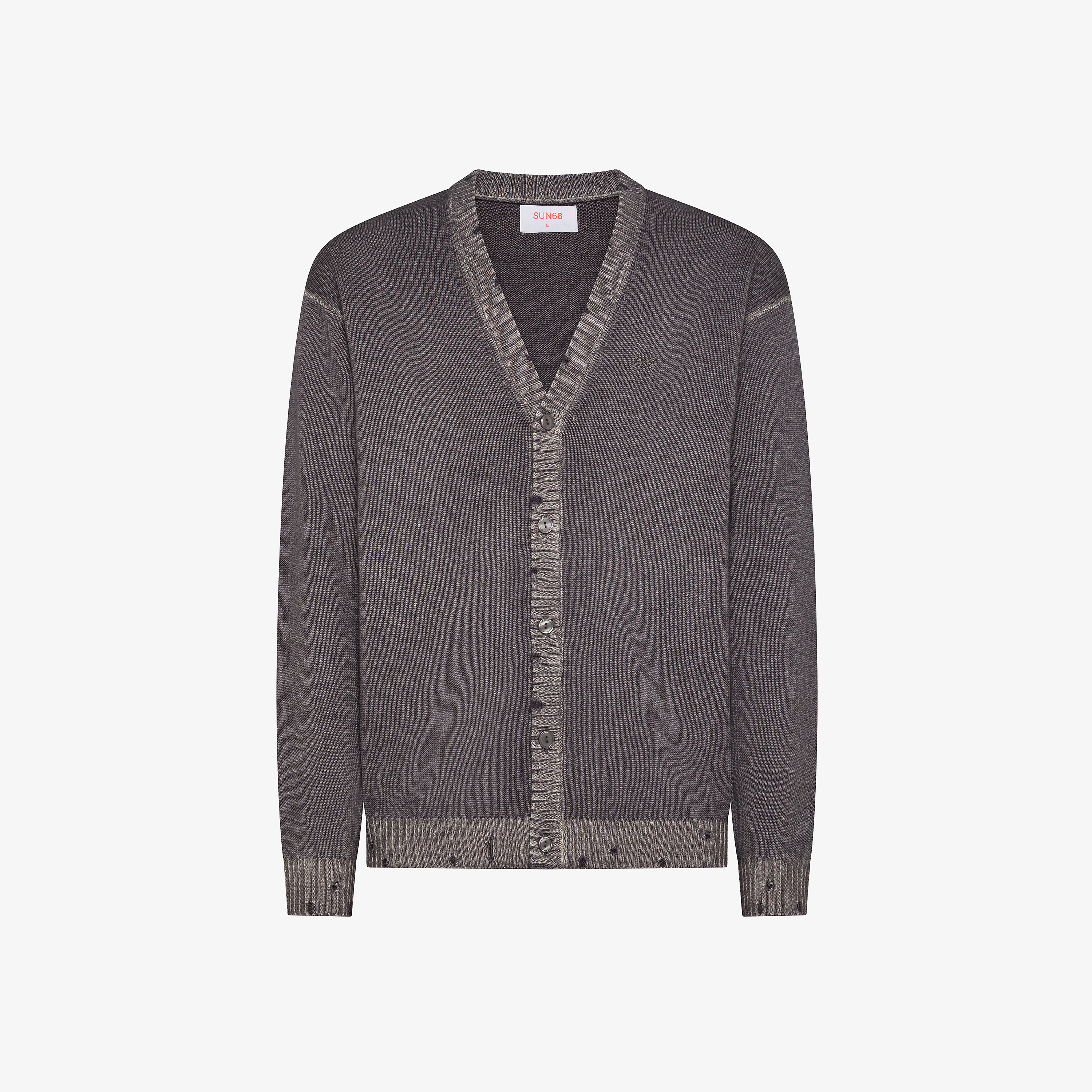 Cardigan in lana effetto vintage grigio scuro