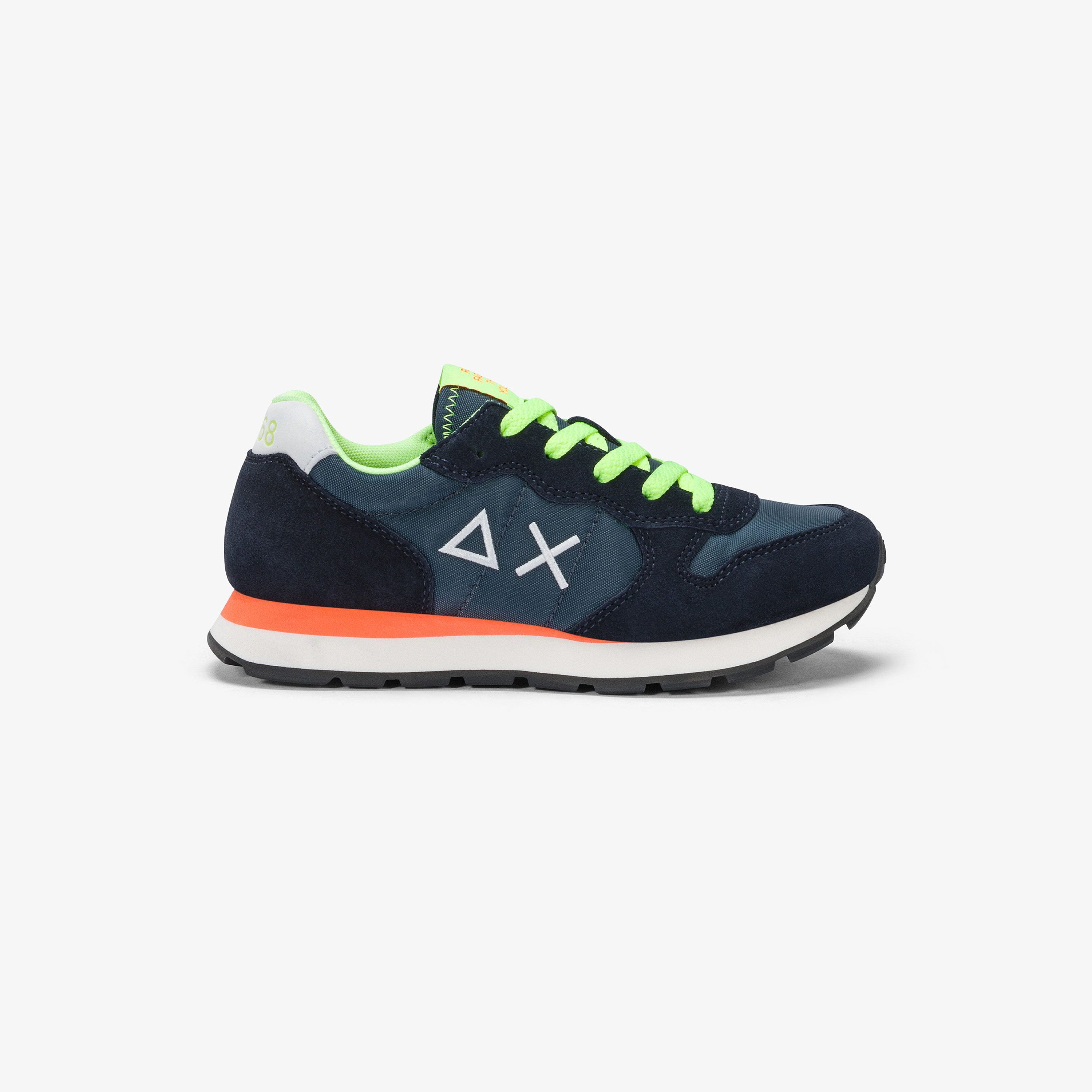 Boys’ Tom Fluo navy blue nylon and suede sneaker