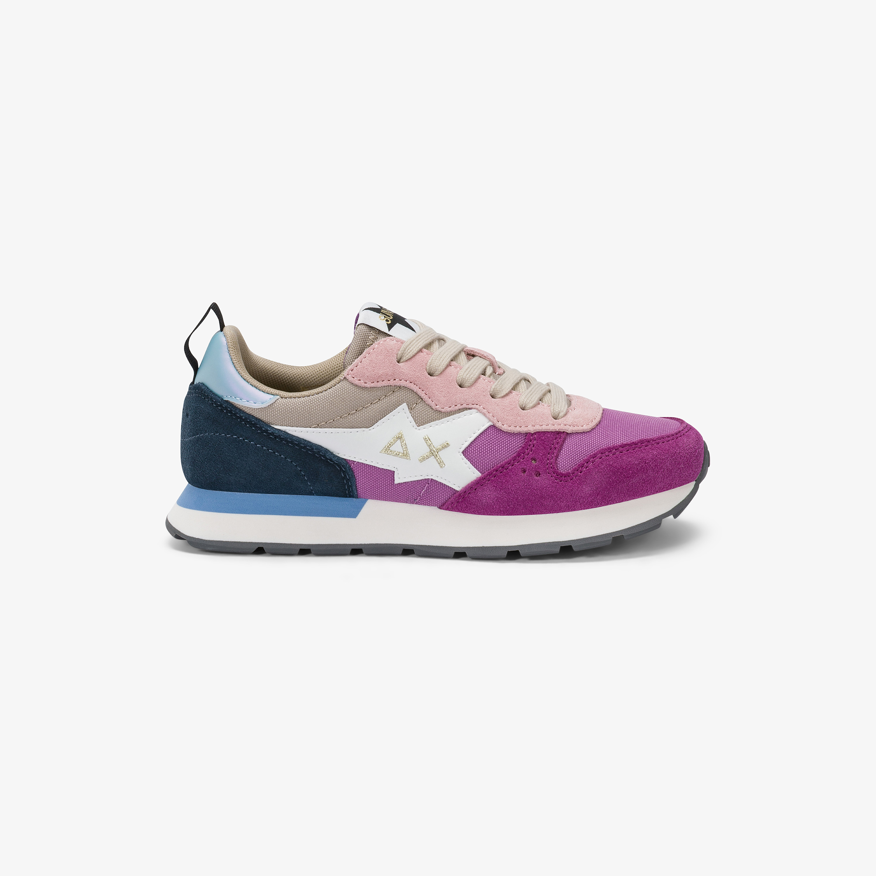 Sneaker Teen Girl's Stargirl Multicolor in nylon e suede prugna