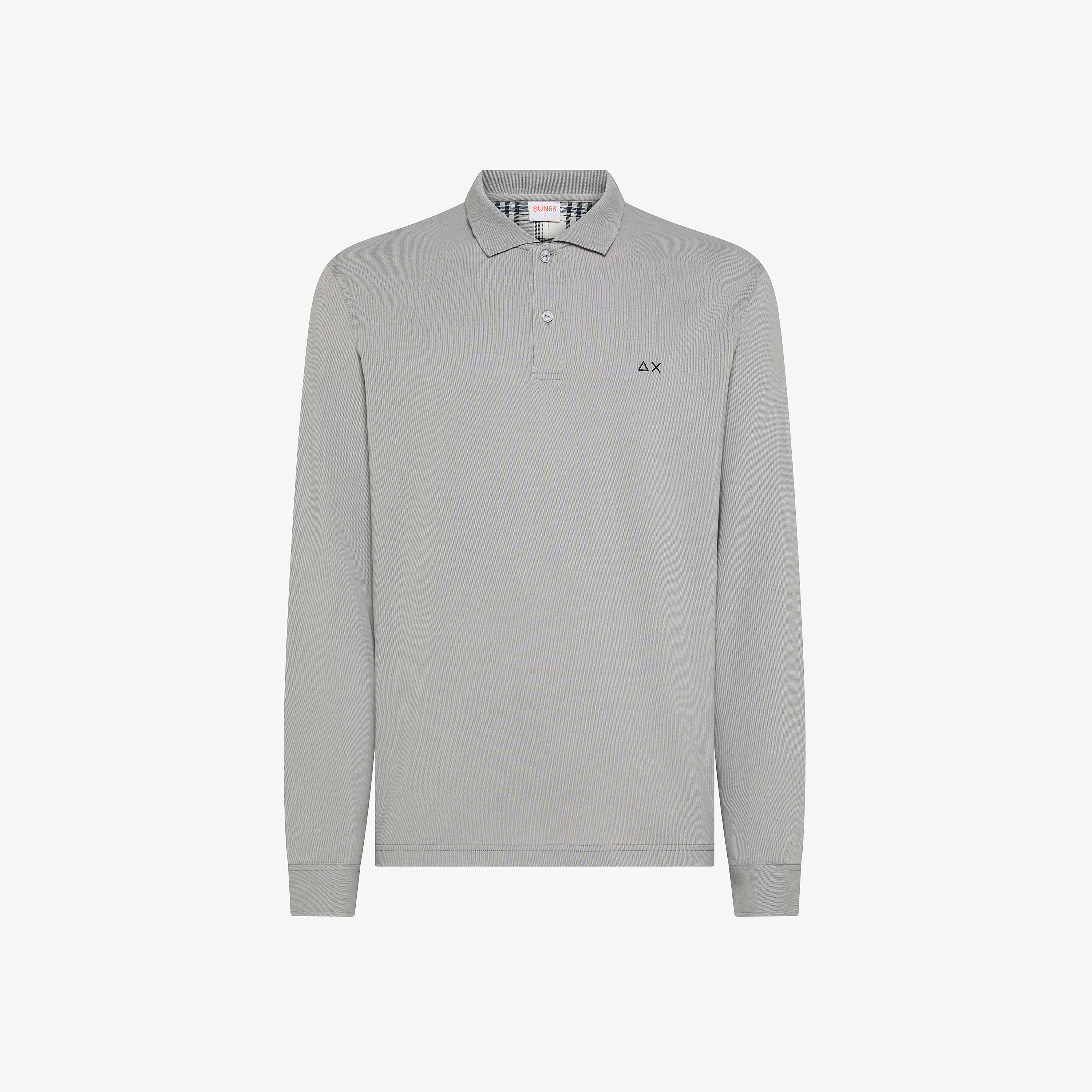 Polo in cotone con patch grigio medio
